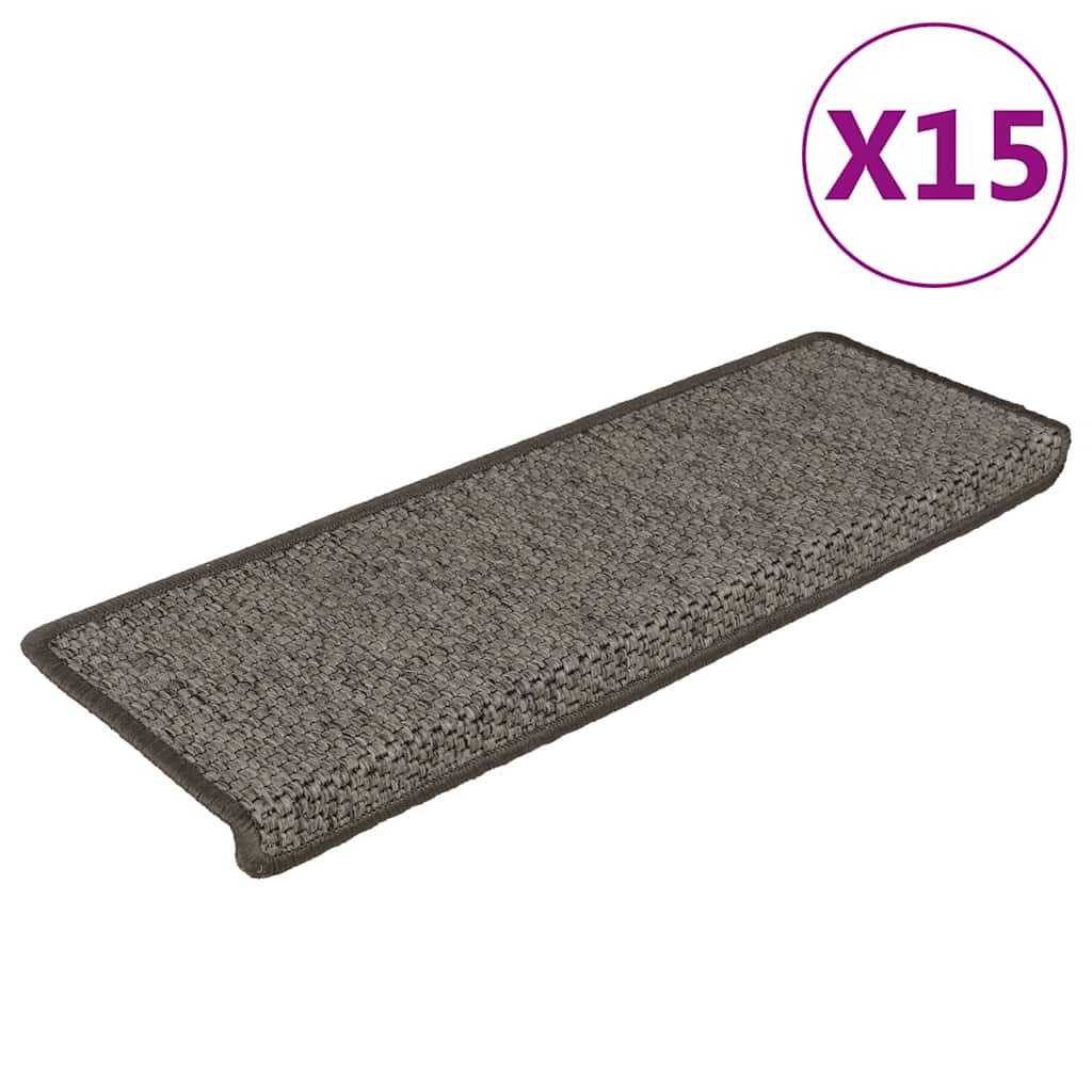 Treppenmatten Selbstklebend Sisal-Look 15 Stk. 65x21x4 Platina
