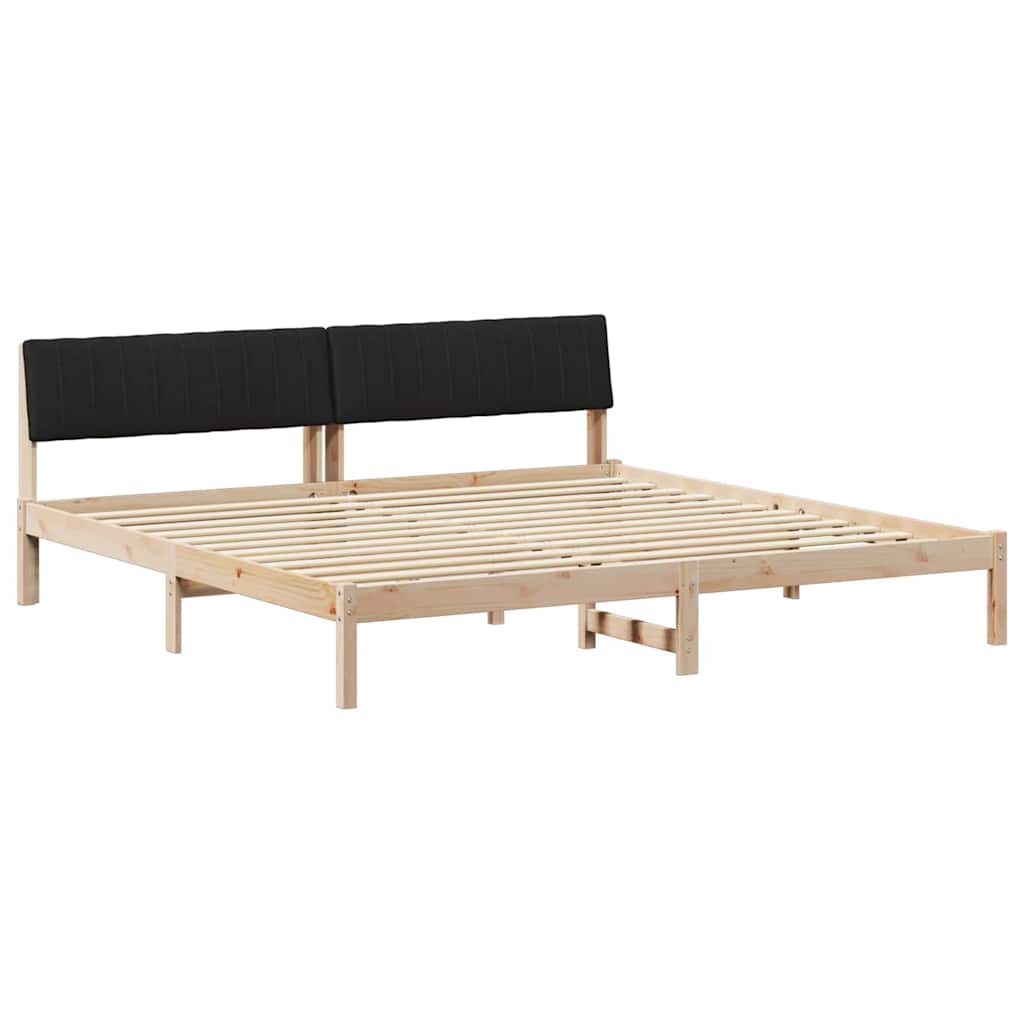 Bettgestell Braun und hellgrau 200 x 200 cm Massivholz Kiefer