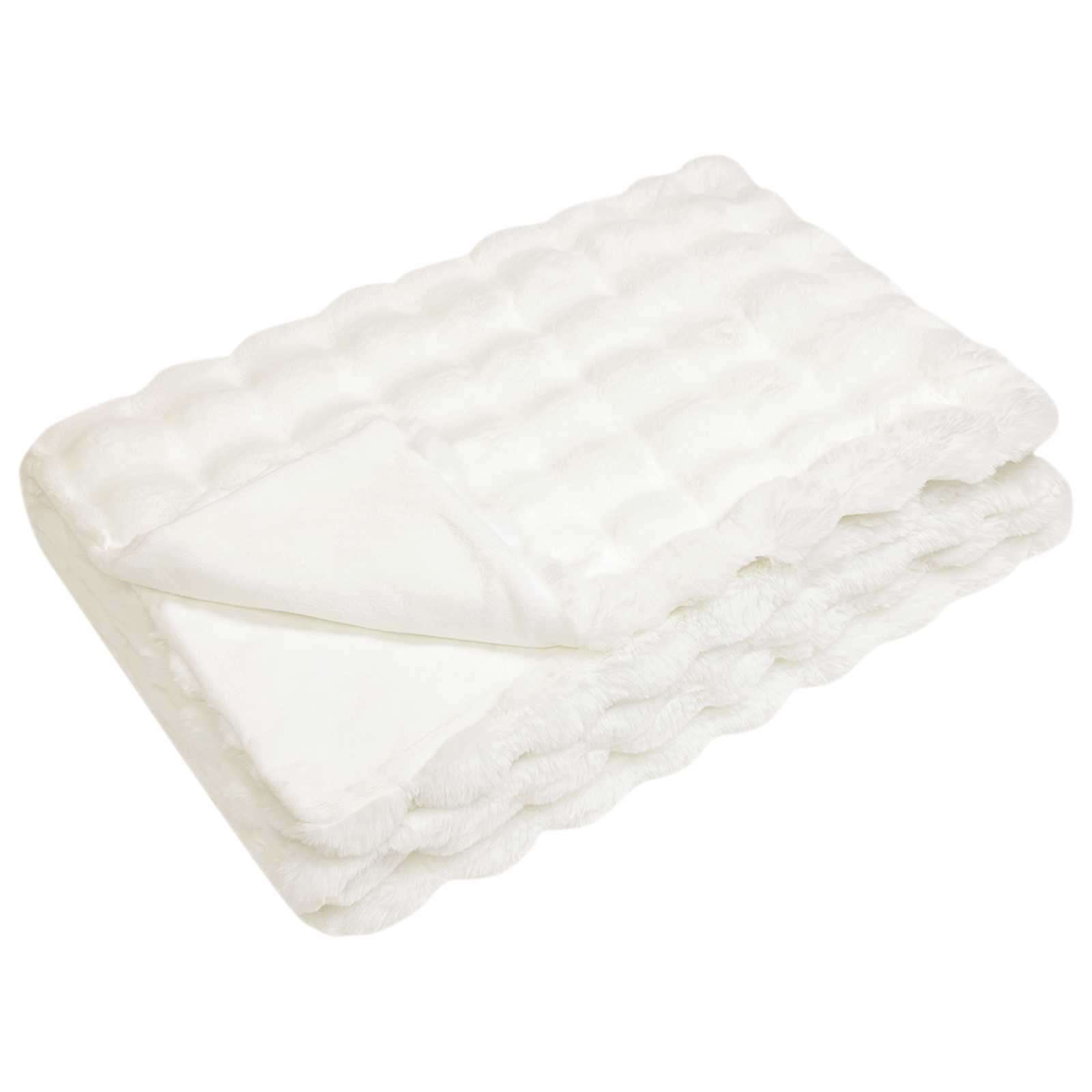Rutschfeste Decke aus Kunstkaninchenfell Olite Beige Polyester