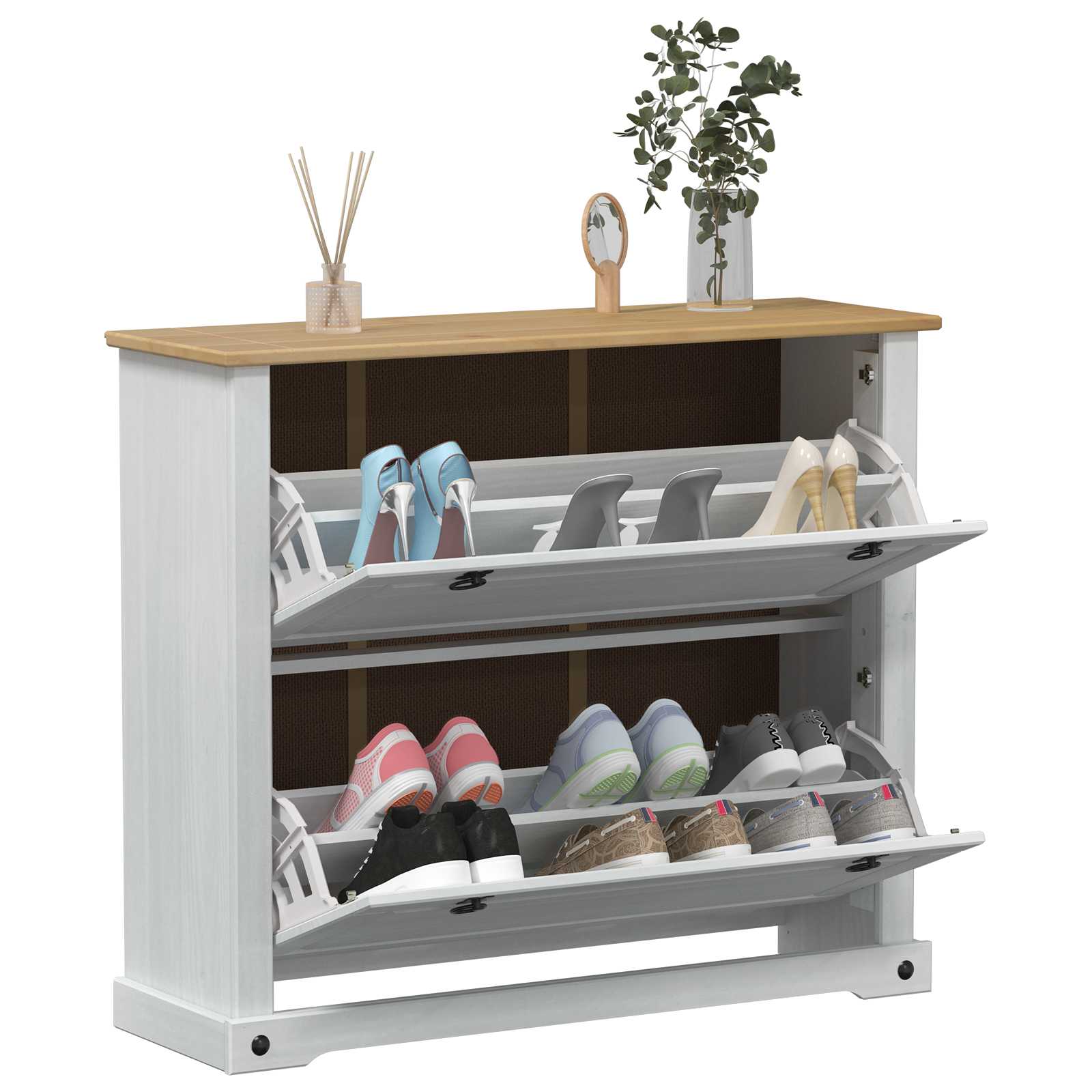 Schuhschrank Corona 99x32x47 cm Massivholz Kiefer