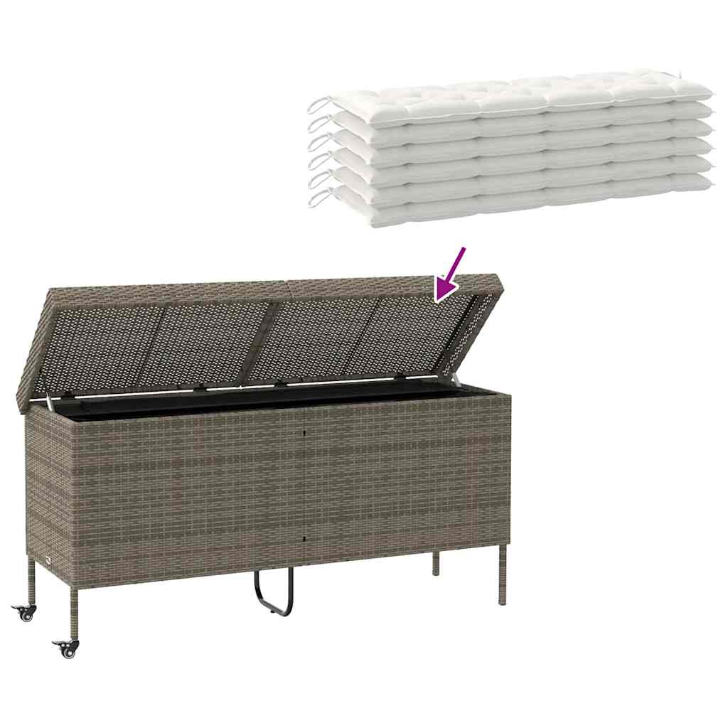 Gartentruhe mit Rollen Schwarz 110x55x73 cm Poly Rattan