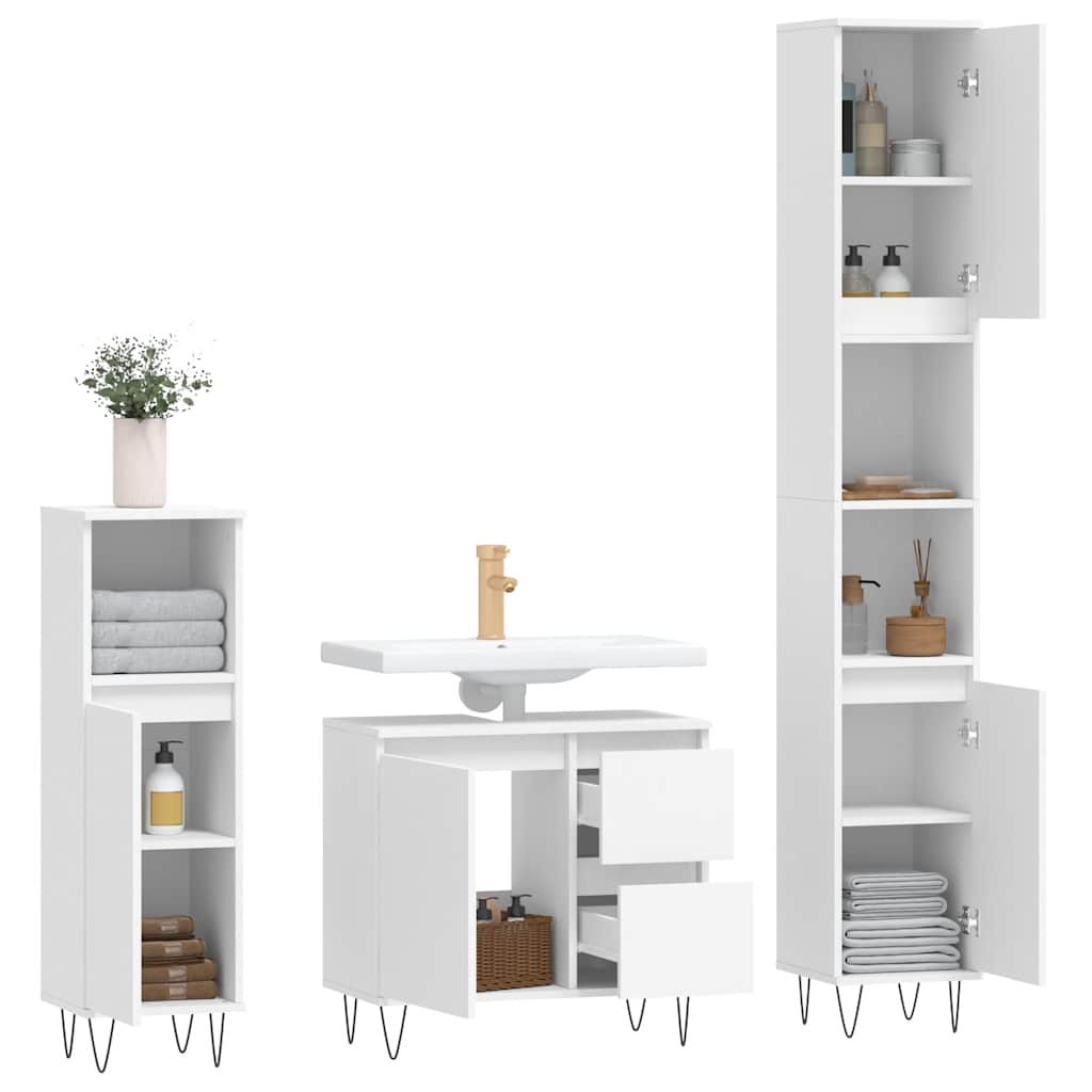 3-tlg. Badmöbel-Set Räuchereiche Holzwerkstoff