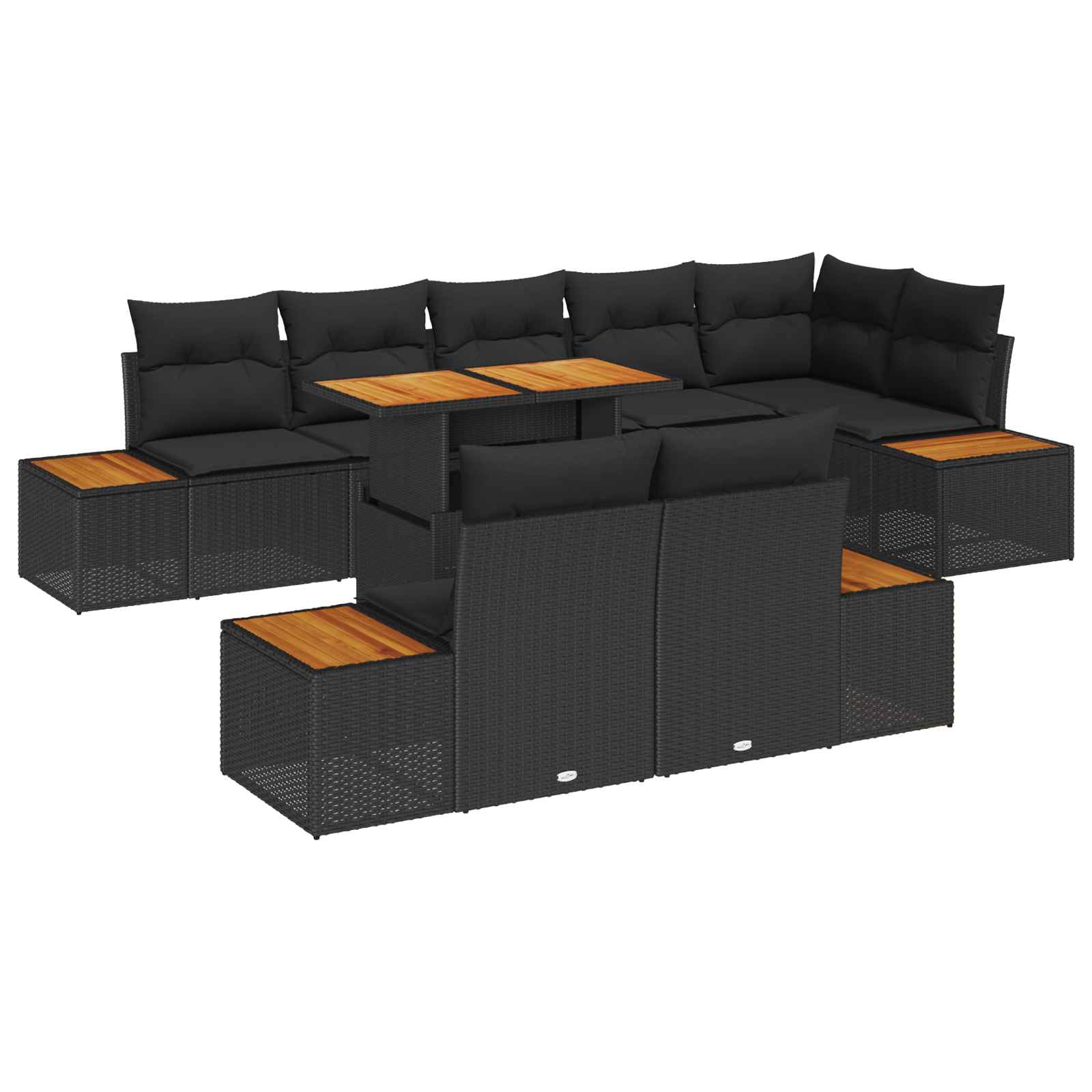 Garten Essgruppe mit Kissen 9 pcs Schwarz und Beige