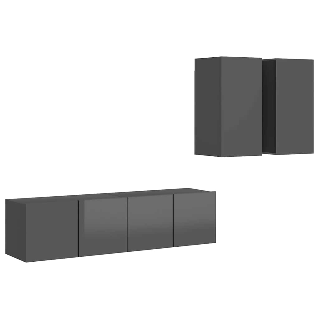 4-tlg. TV-Schrank-Set Weiß Holzwerkstoff