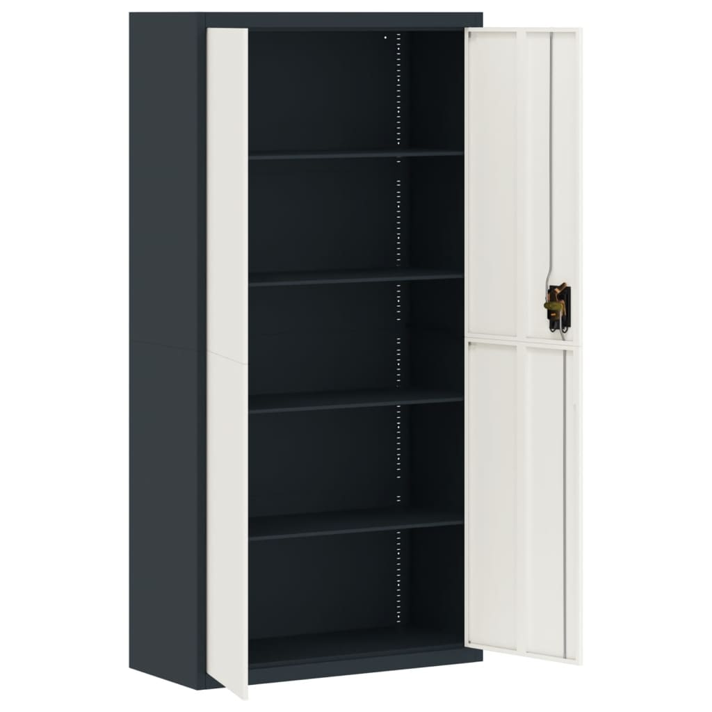 Aktenschrank mit 2 Türen Grau 90 cm Stahl