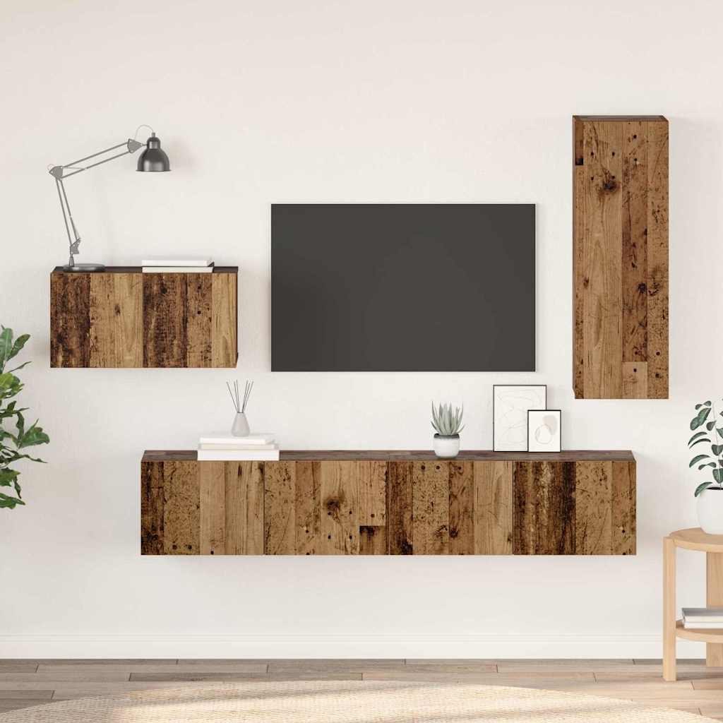 4-tlg. TV-Schrank-Set Weiß Holzwerkstoff