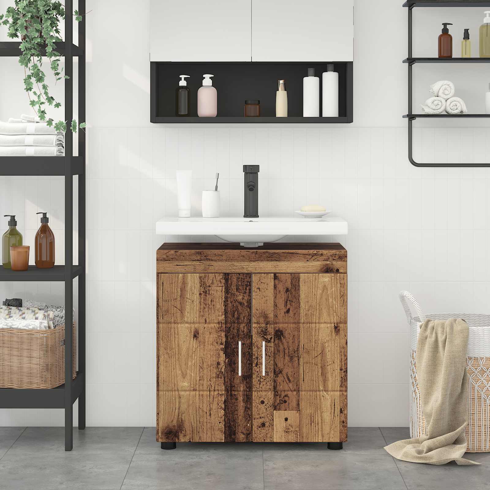 Badezimmermöbel-Set TULUM 2 pcs Weiß 60 x 34 x 63 cm