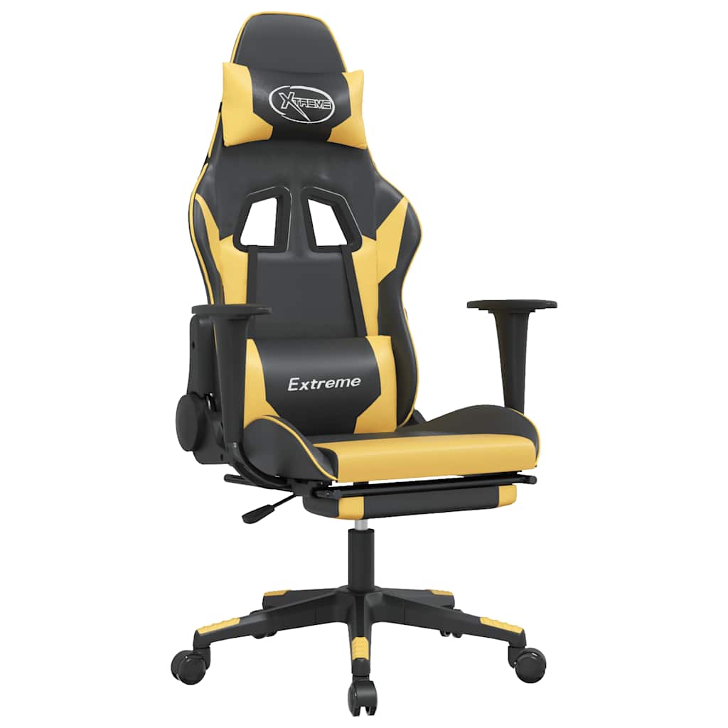Gaming-Stuhl mit Massagefunktion Schwarz und Blau Kunstleder