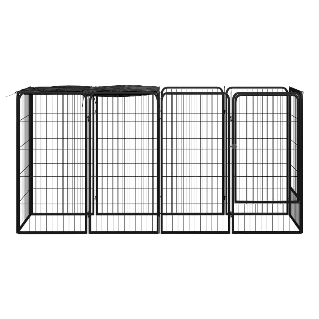 6-tlg. Hundelaufstall Schwarz 50x100cm Stahl Pulverbeschichtung
