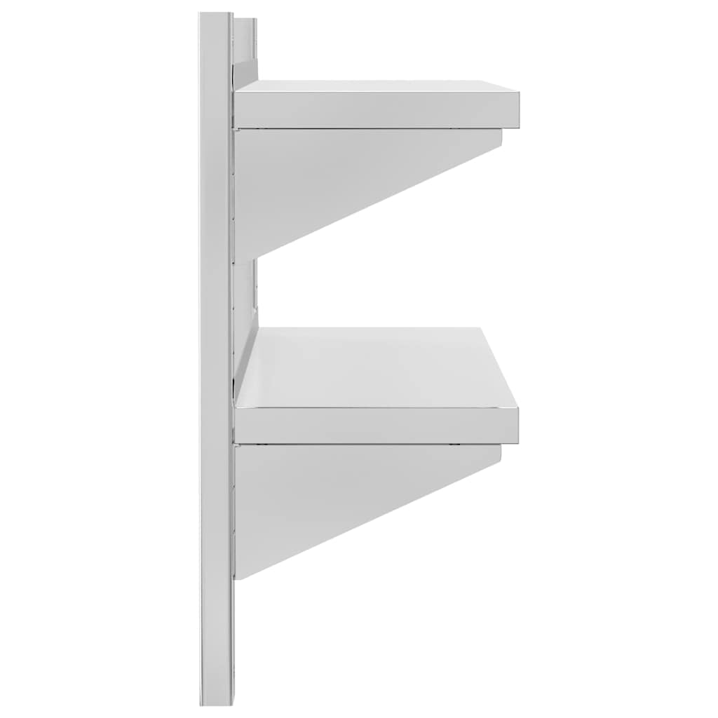 Wandregal mit 2 Böden 100x40x60 cm Silbern Edelstahl