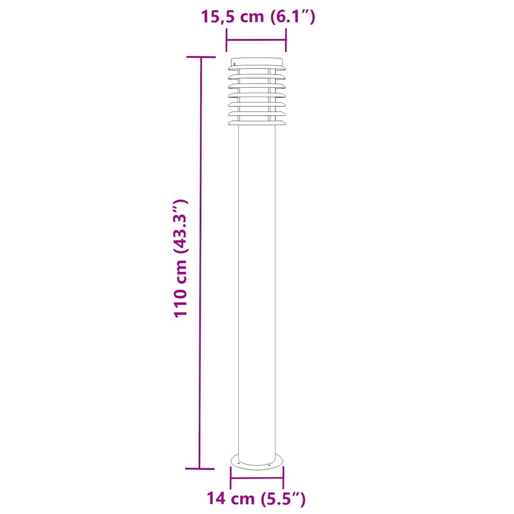 Wegeleuchte Silbern 110 cm Edelstahl