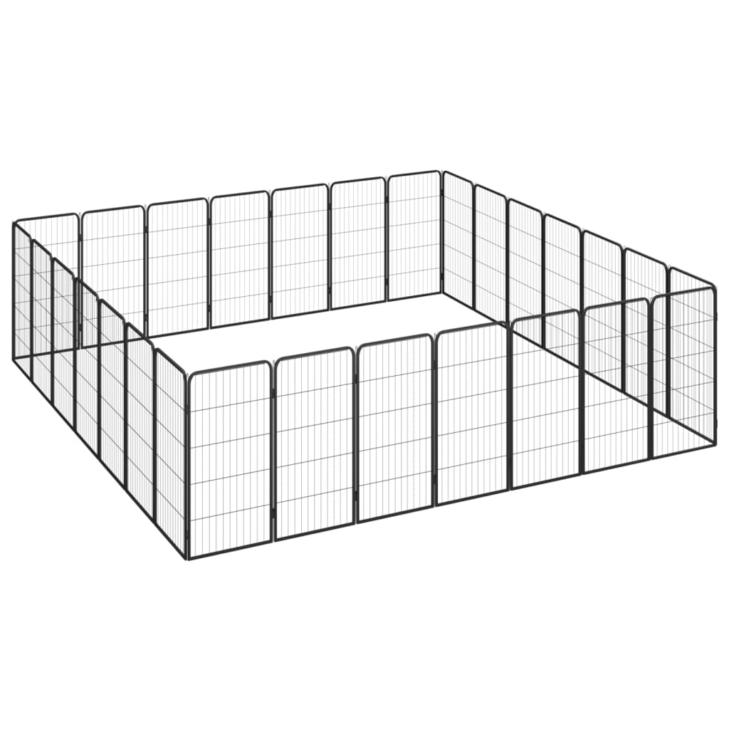 4-tlg. Hundelaufstall Schwarz 50x100cm Stahl Pulverbeschichtung