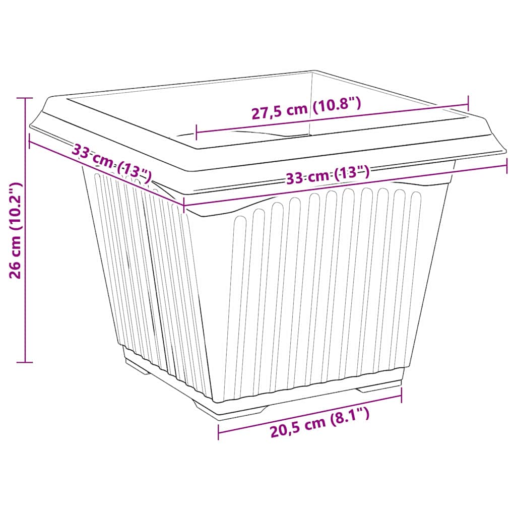 Blumentöpfe 6 pcs Ziegelrot 20 x 20 x 16 cm Kunststoff