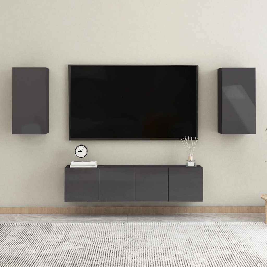 4-tlg. TV-Schrank-Set Weiß Holzwerkstoff