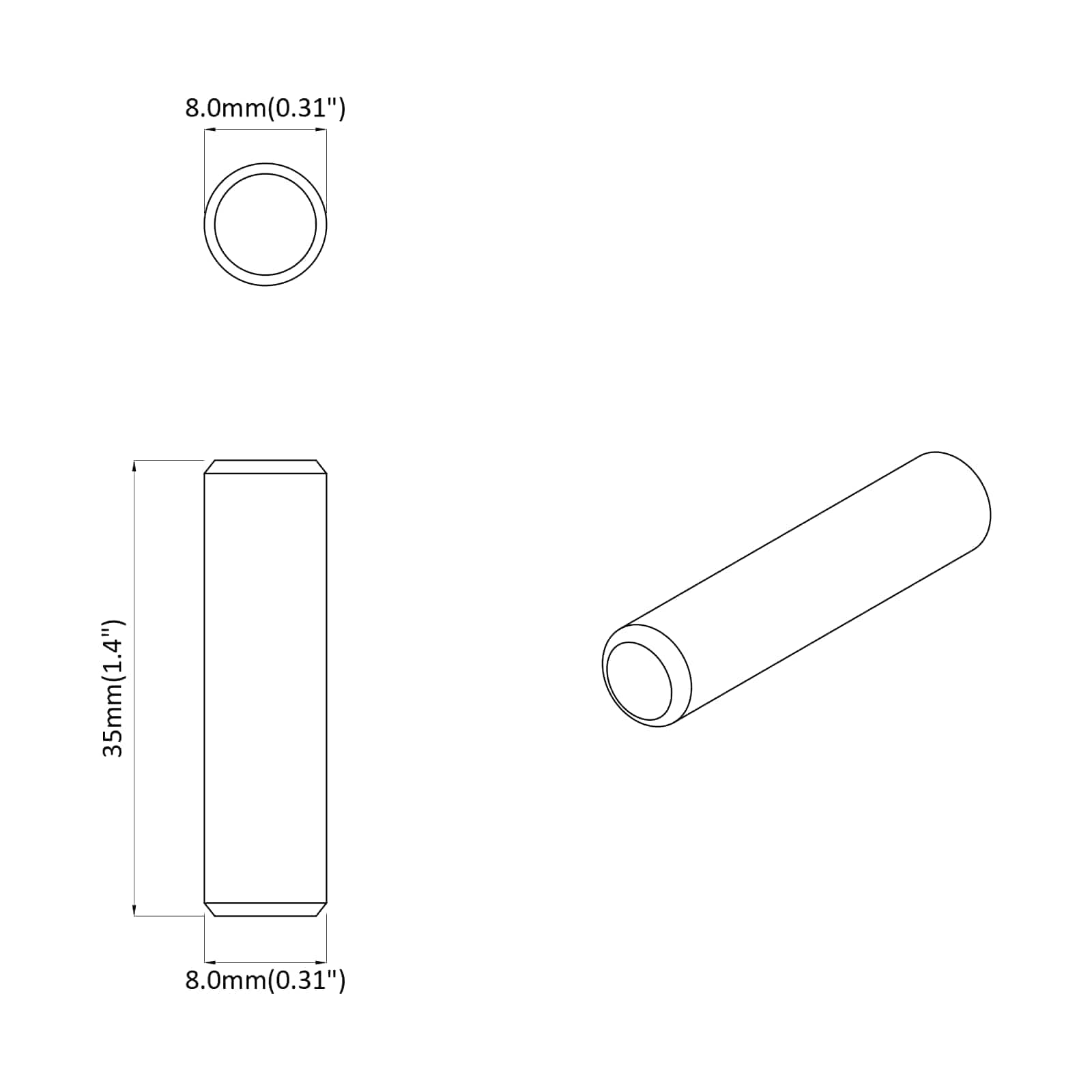 Holzdübel 2 pcs Natur Ø 6 x 40 mm Massivholz