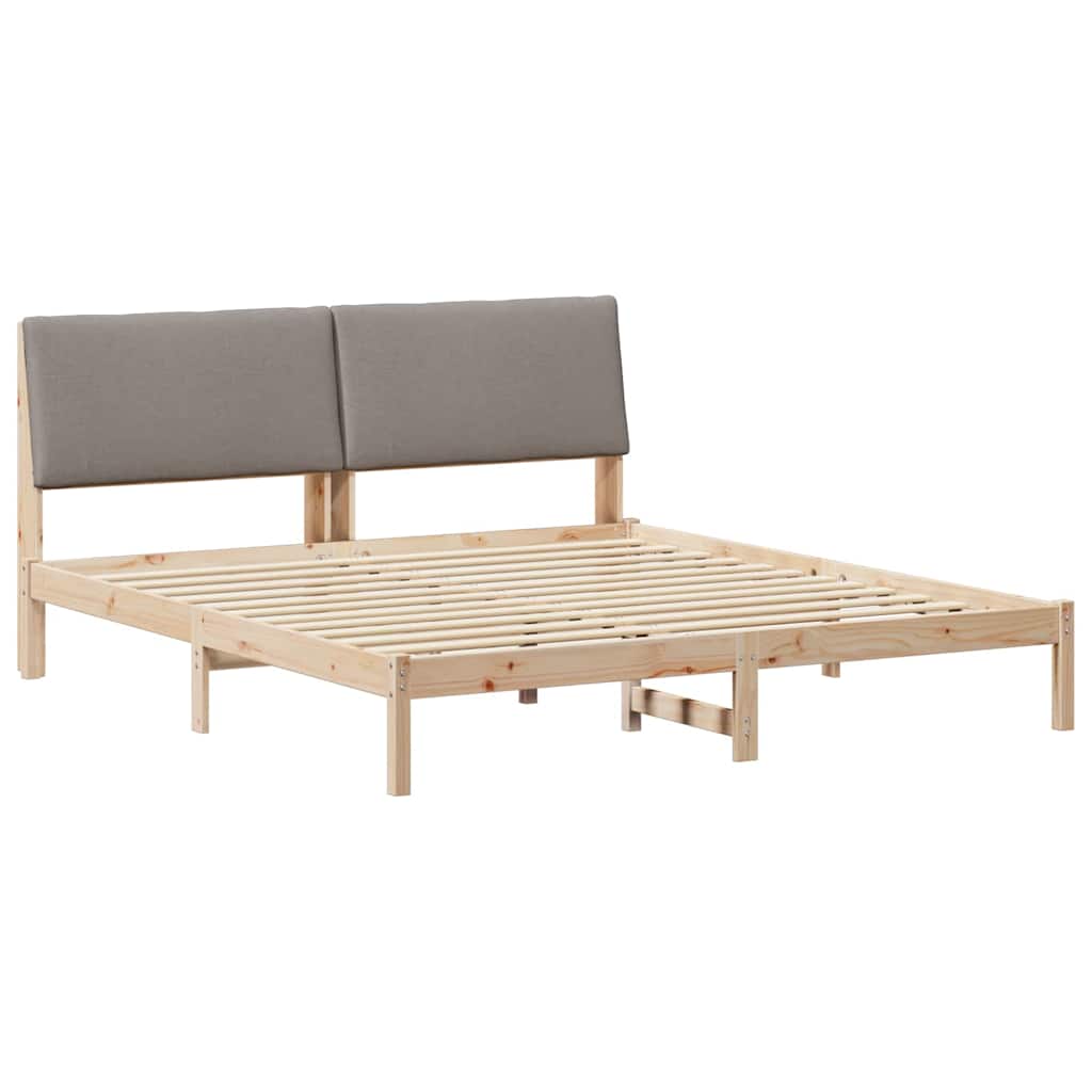Bettgestell Braun und hellgrau 200 x 200 cm Massivholz Kiefer