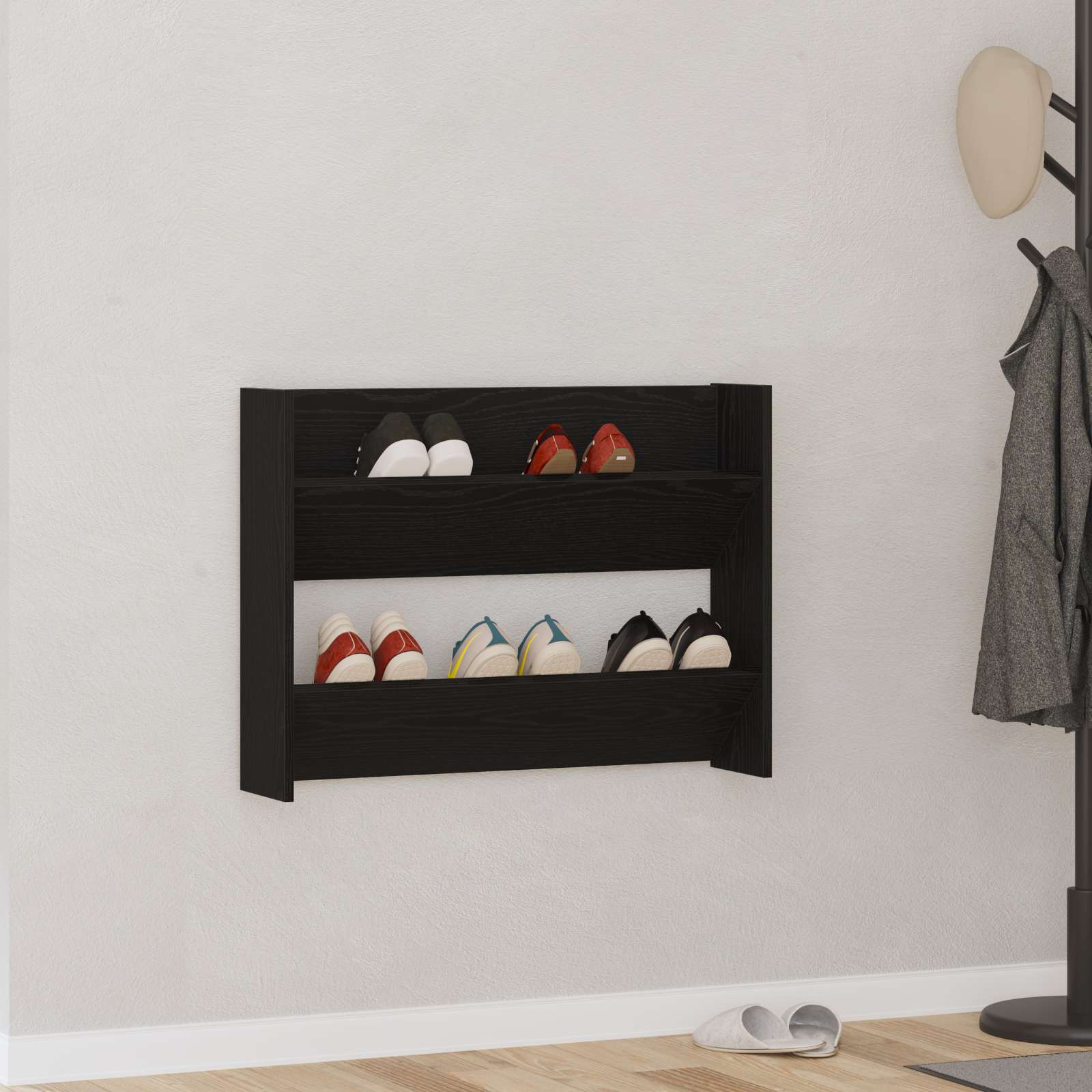 Wand-Schuhschränke 4 Stk. Weiß 60x18x60 cm Holzwerkstoff