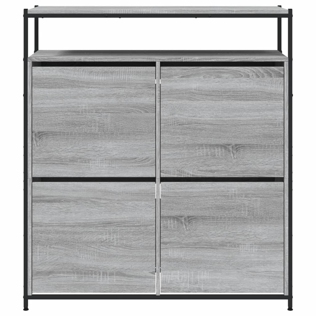 Schuhschrank mit 4 Klappen Sonoma-Eiche 100x34x112 cm