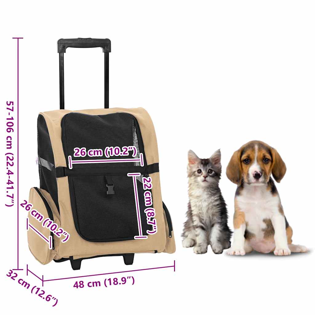 Trolley für Haustiere 3-in-1 Faltbar Beige