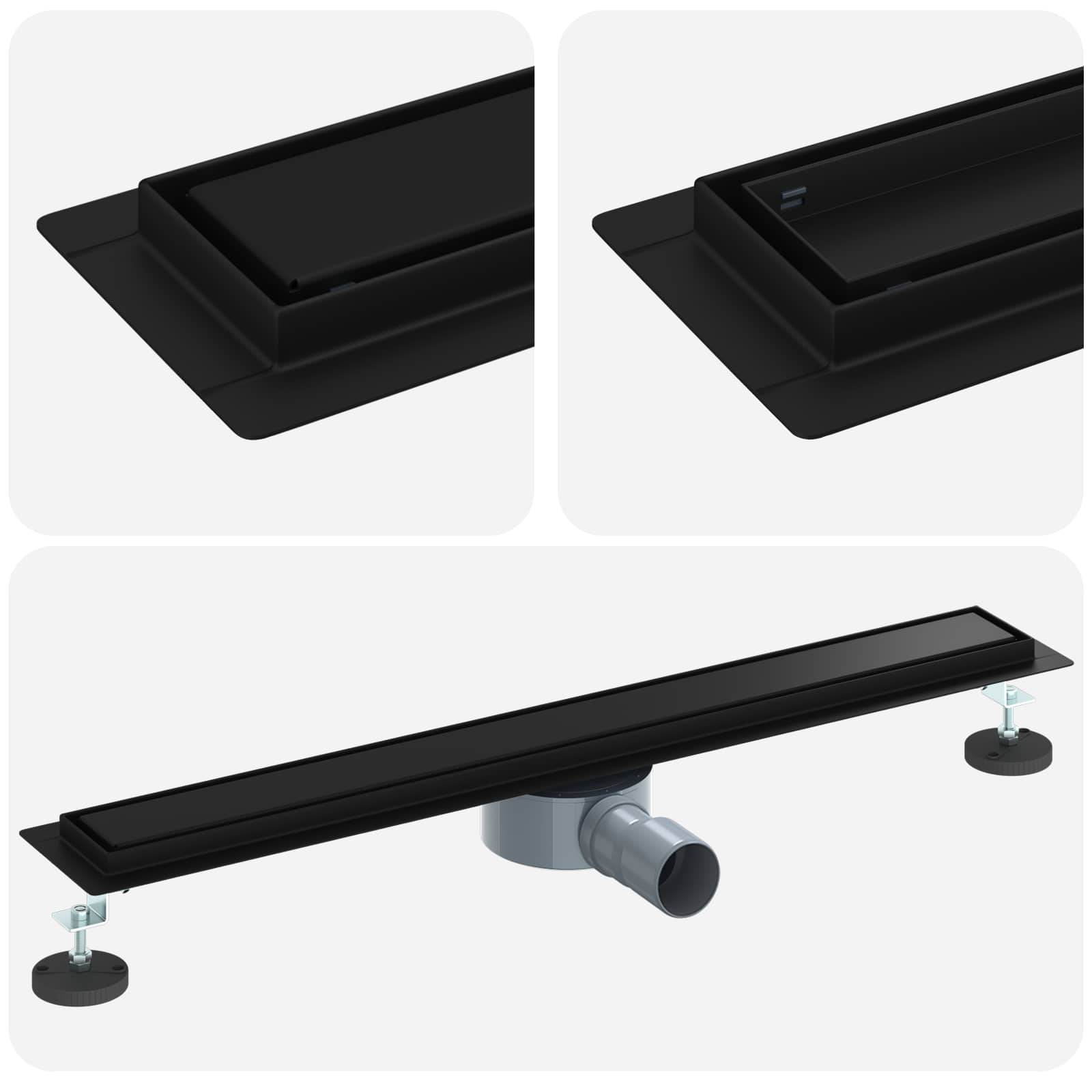 Duschablauf 2-in-1 mit 360° Siphon Silber 54 x 11 x 9,5 cm