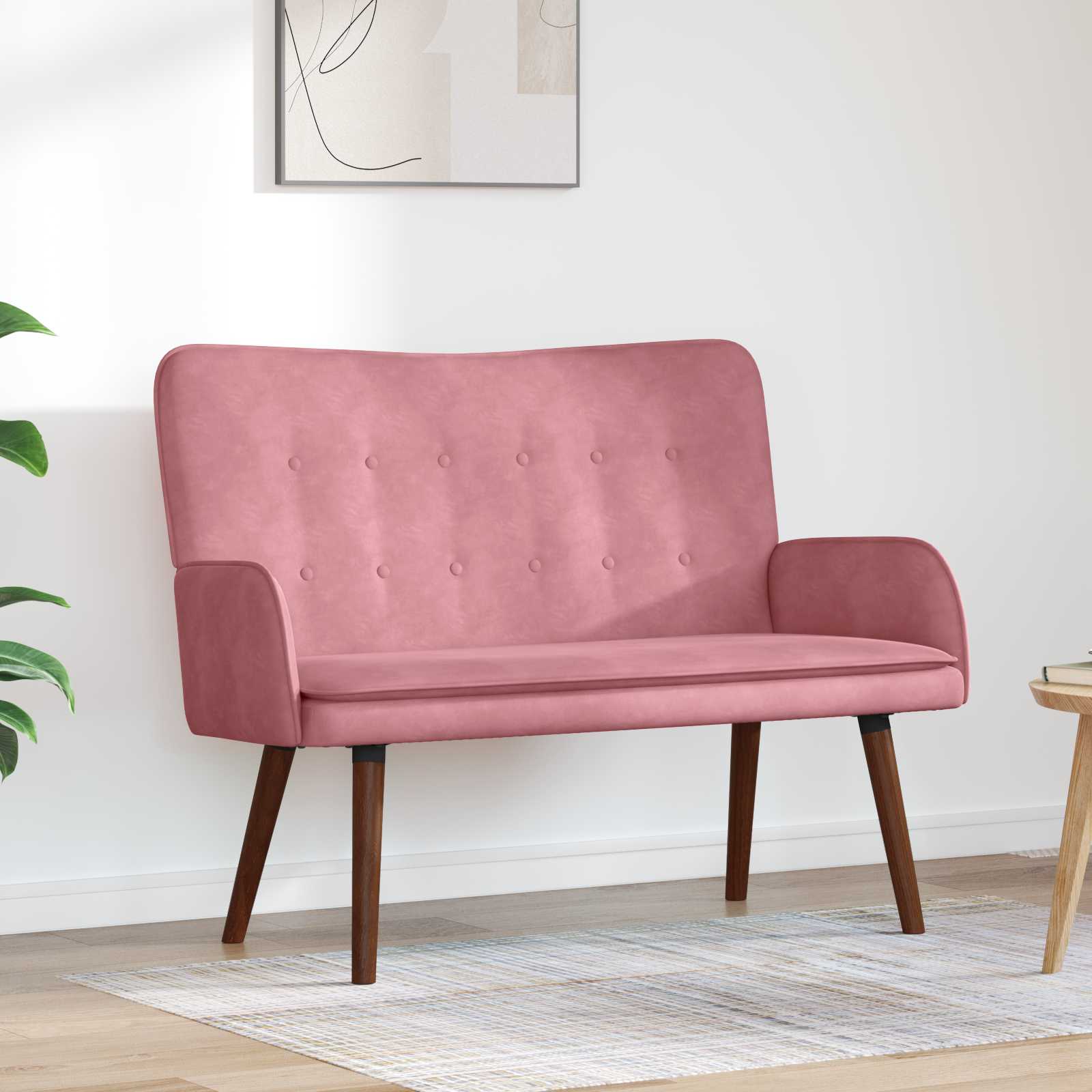 2-Sitzer Sofa Hellgrau 115 x 61 x 87 cm Samt (V)