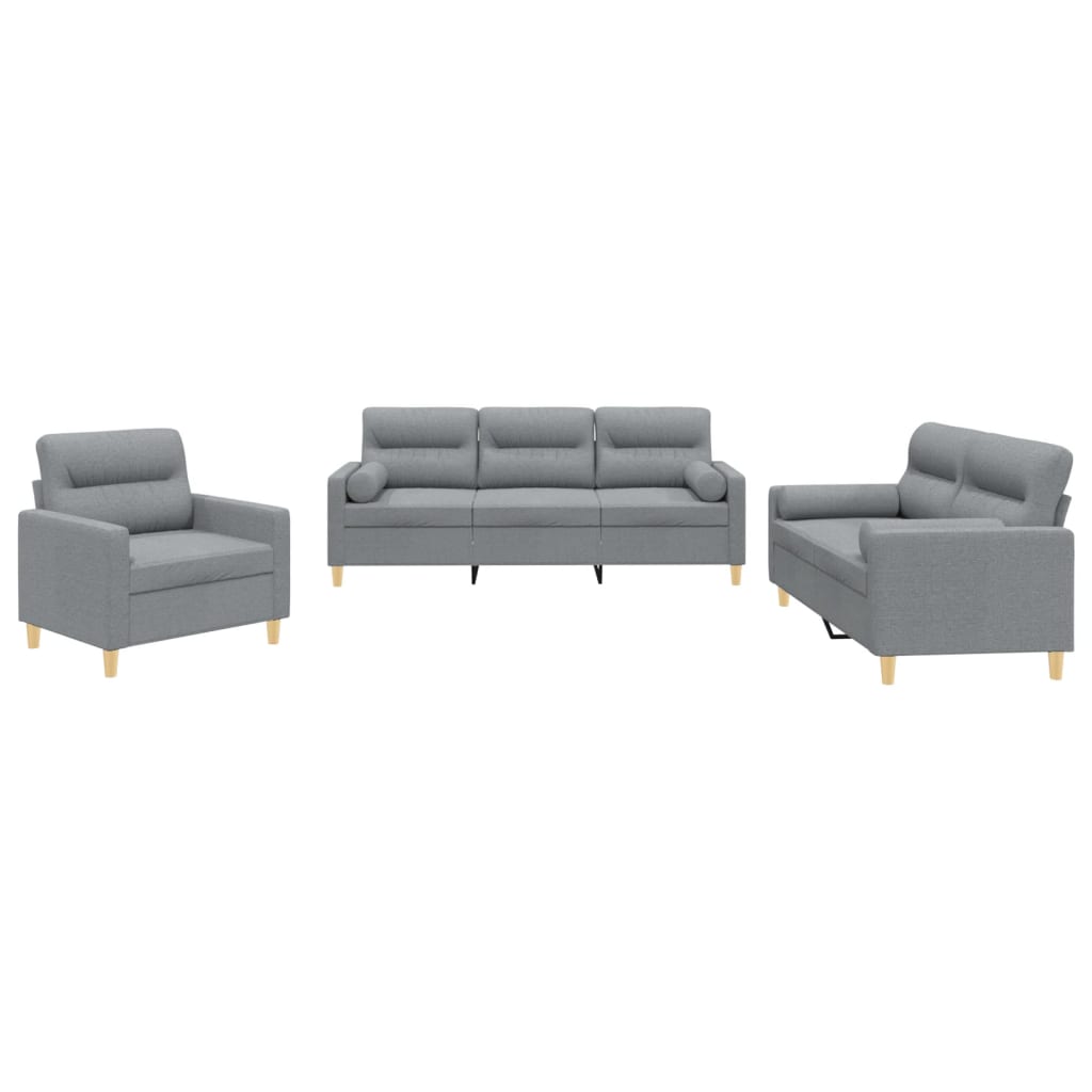 4-tlg. Sofagarnitur mit Kissen Taupe Stoff