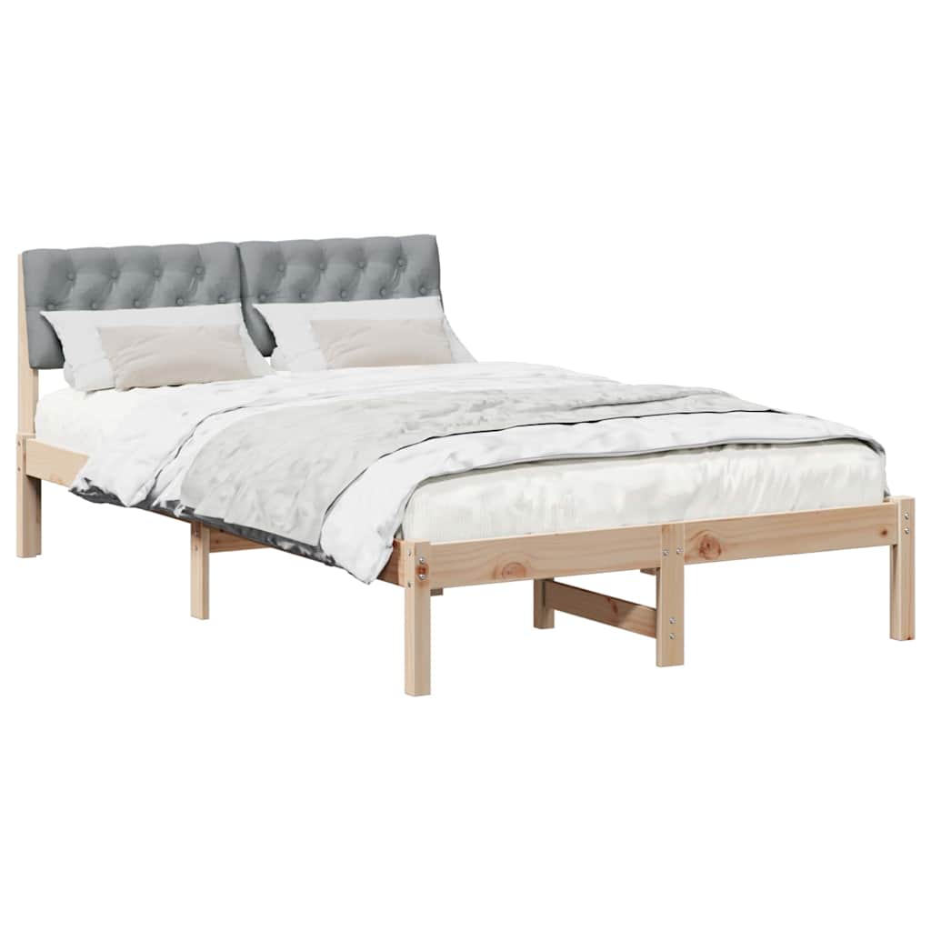 Bettgestell Braun und hellgrau 200 x 200 cm Massivholz Kiefer