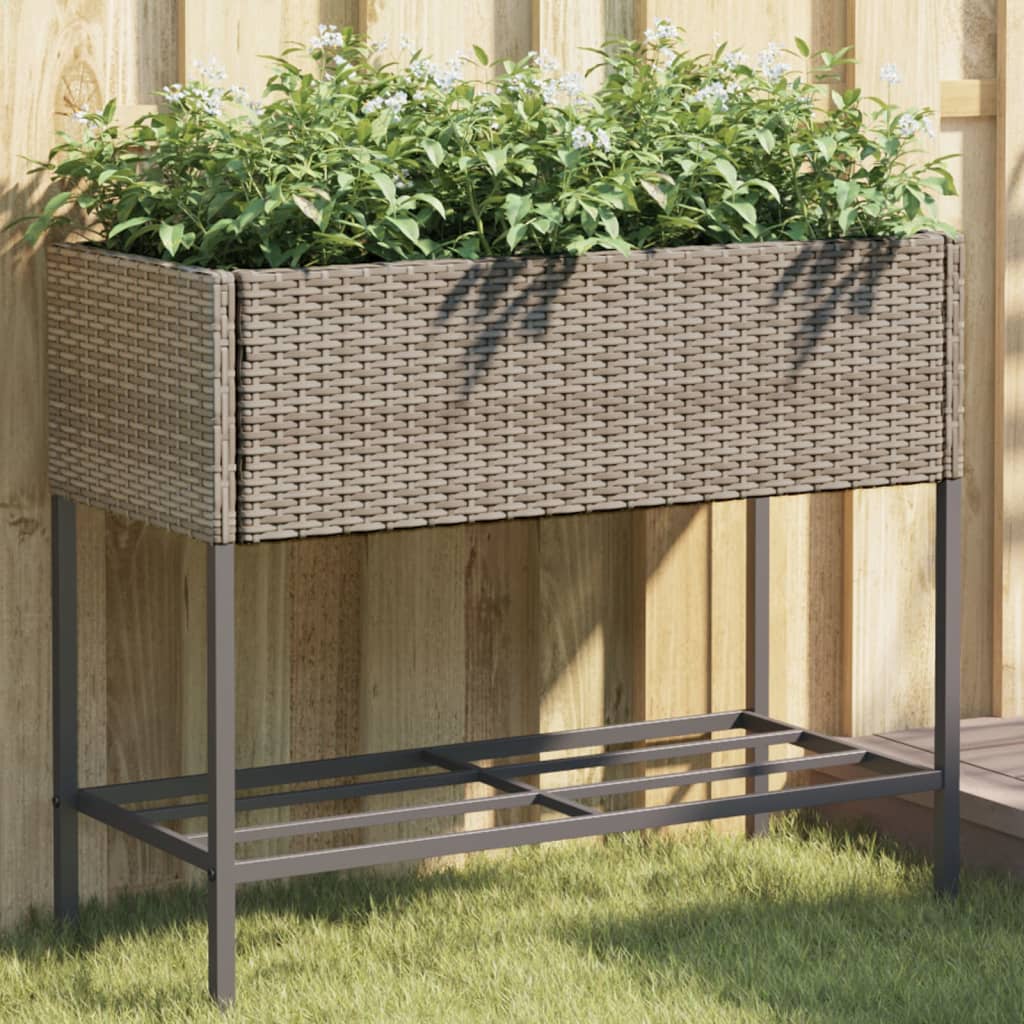 Hochbeete mit Ablage 2 Stk. Schwarz 70x28x70 cm Poly Rattan