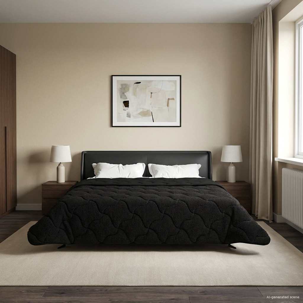 Sommerdecke Anthrazit 135 x 200 cm Mikrofaser und Teddy-Fleece