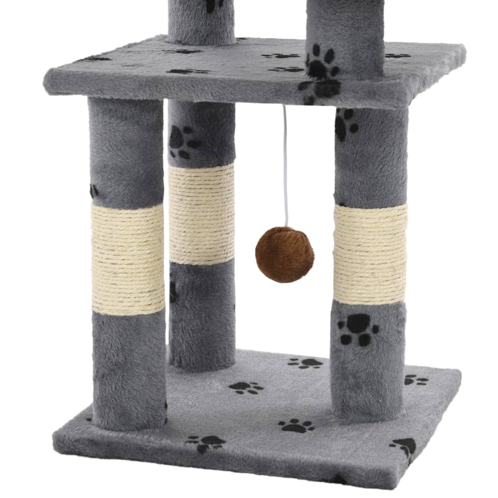Katzen-Kratzbaum mit Sisal-Kratzsäulen 65 cm Grau