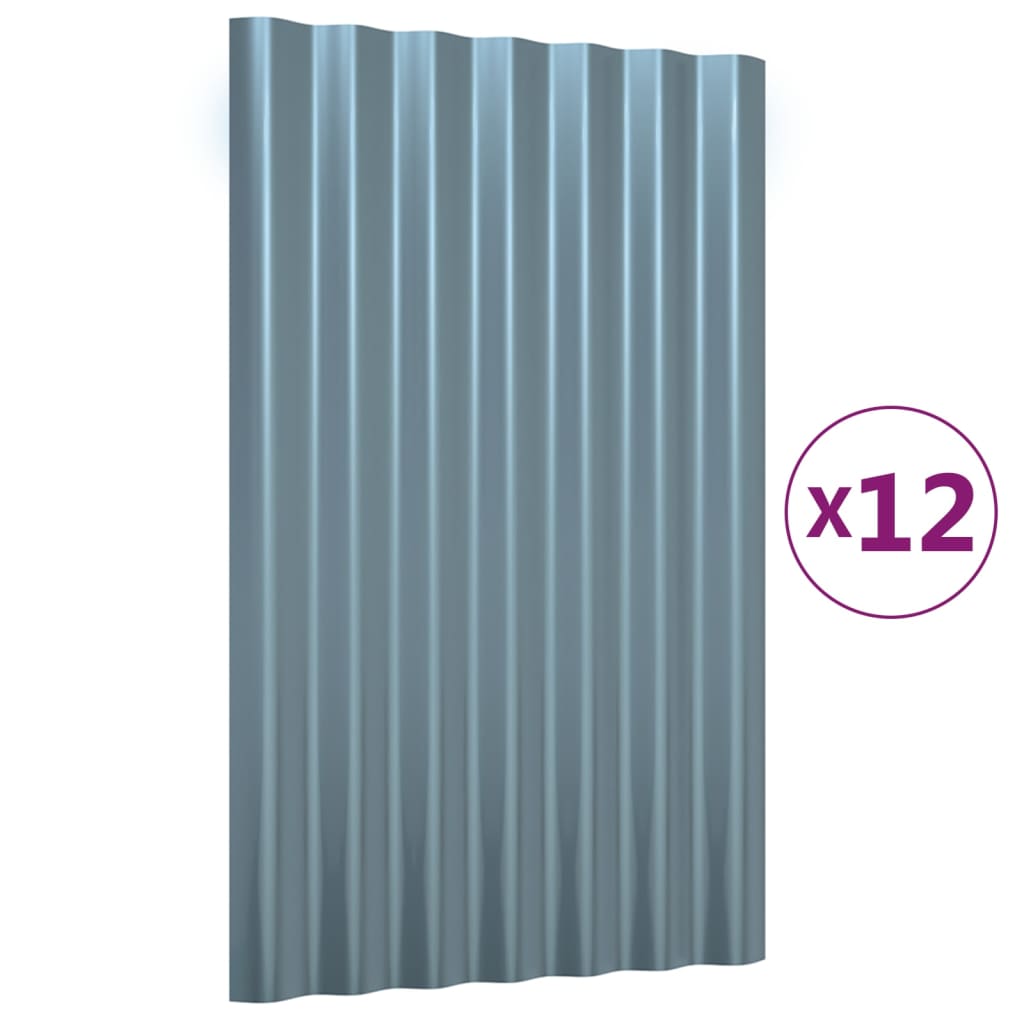 Dachpaneele 12 Stk. Verzinkter Stahl Grün 100x36 cm