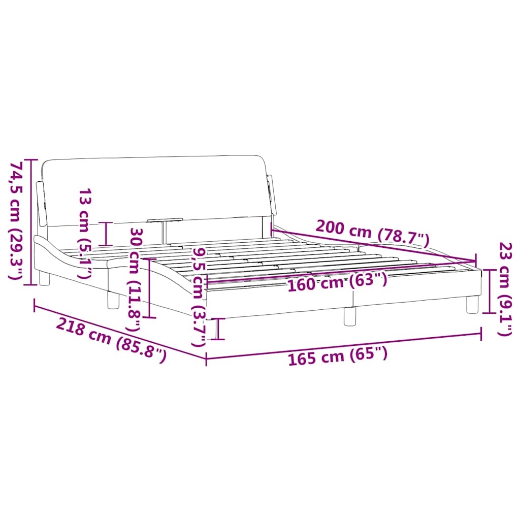 Bettgestell "Dover" Hellgrau 80x200 cm Samt