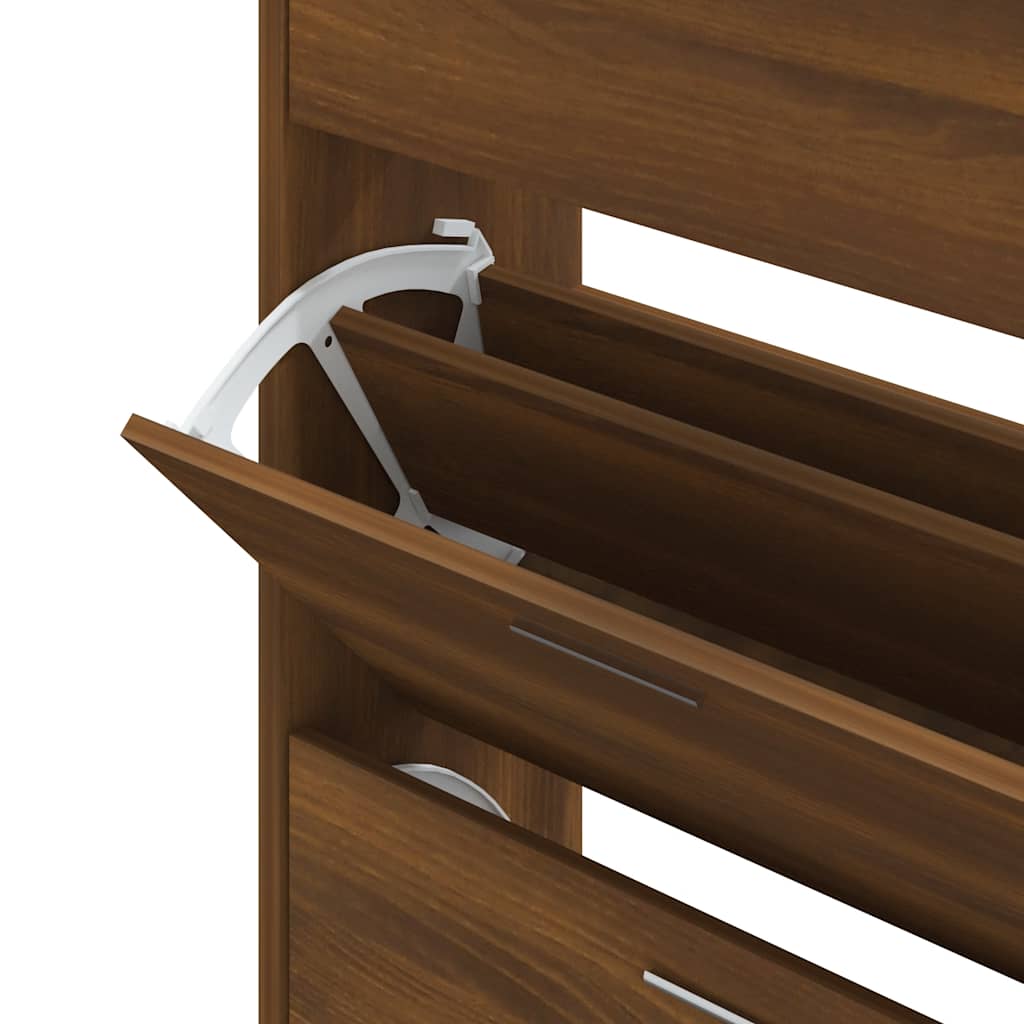 Schuhschrank mit Schubfach und oberem Glasregal Holz Weiß