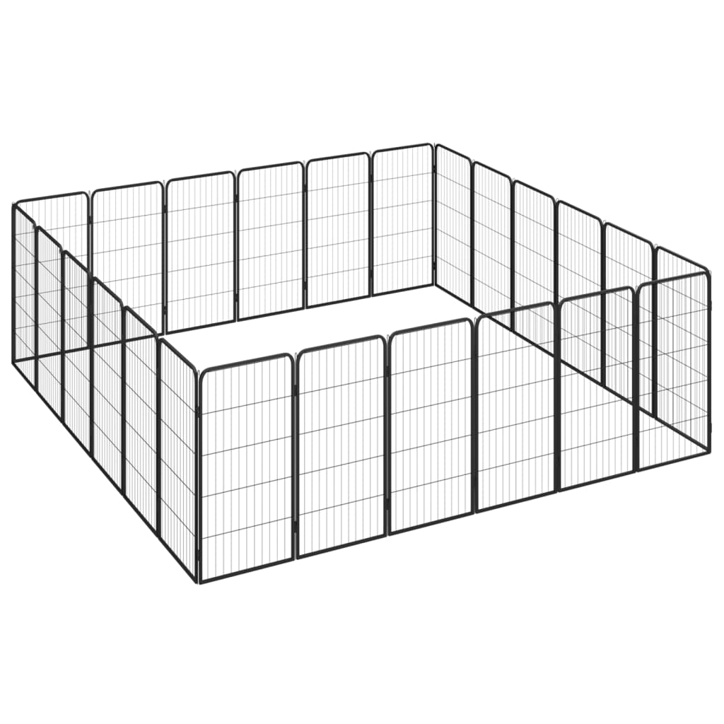 4-tlg. Hundelaufstall Schwarz 50x100cm Stahl Pulverbeschichtung