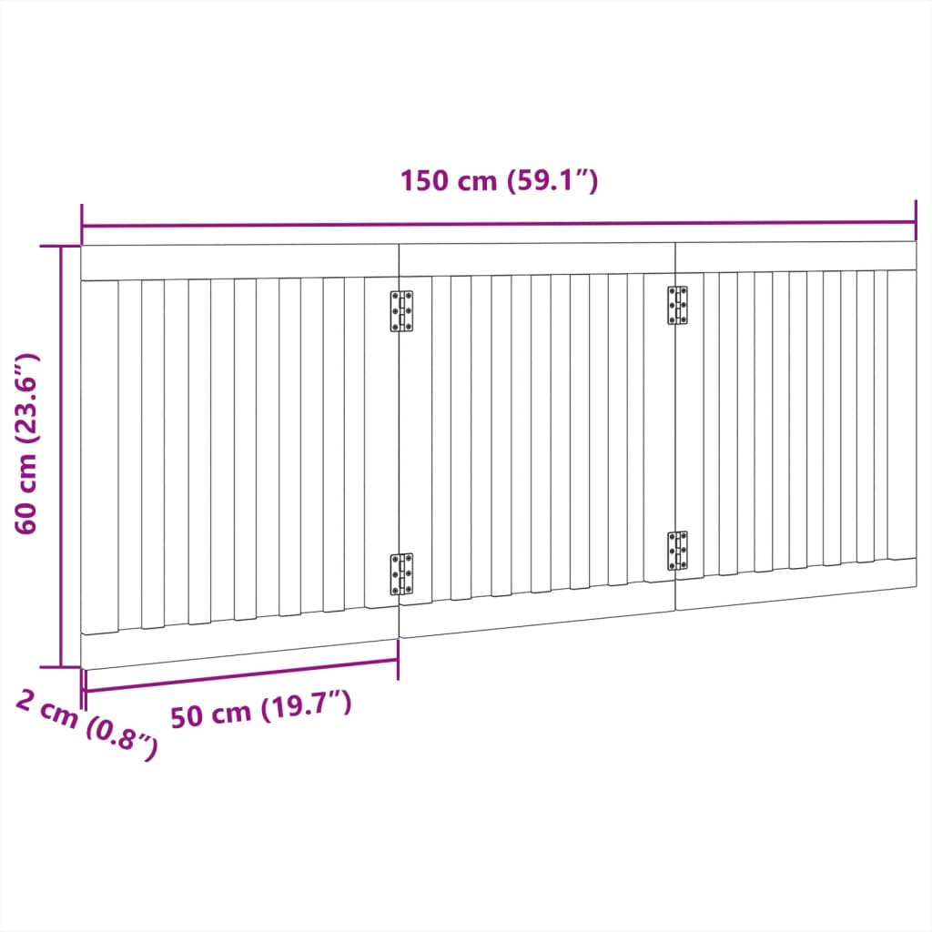 Hundegitter Faltbar 3 Paneele 150 cm Pappelholz