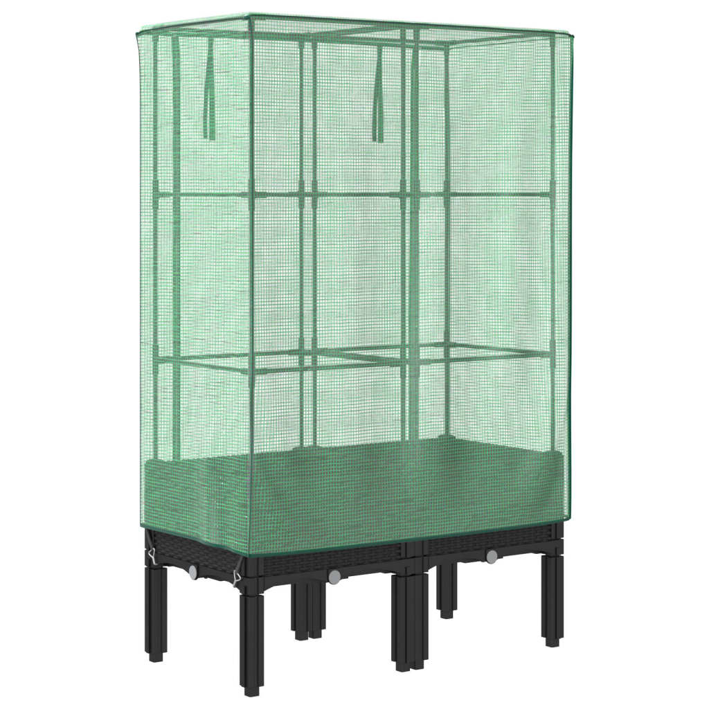 Hochbeet mit Gewächshaus-Aufsatz Rattan-Optik 40x40x140 cm