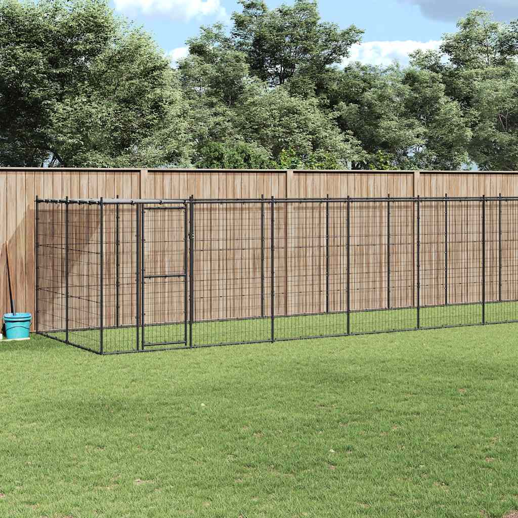 Outdoor-Hundezwinger mit Überdachung Stahl 7,26 m²