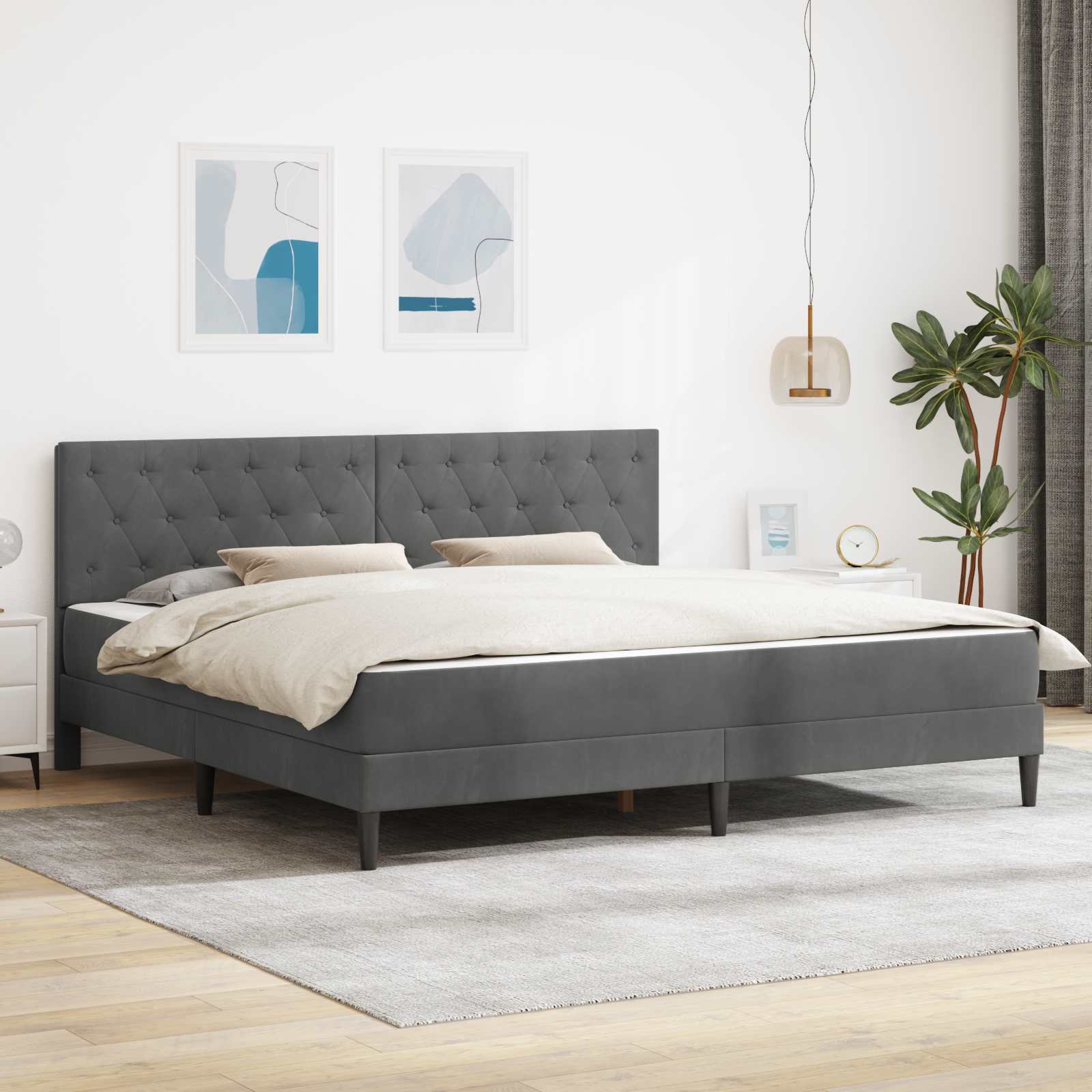 Bettgestell mit Matratze mit Kopfteil Hellgrau 80 x 200 cm Samt