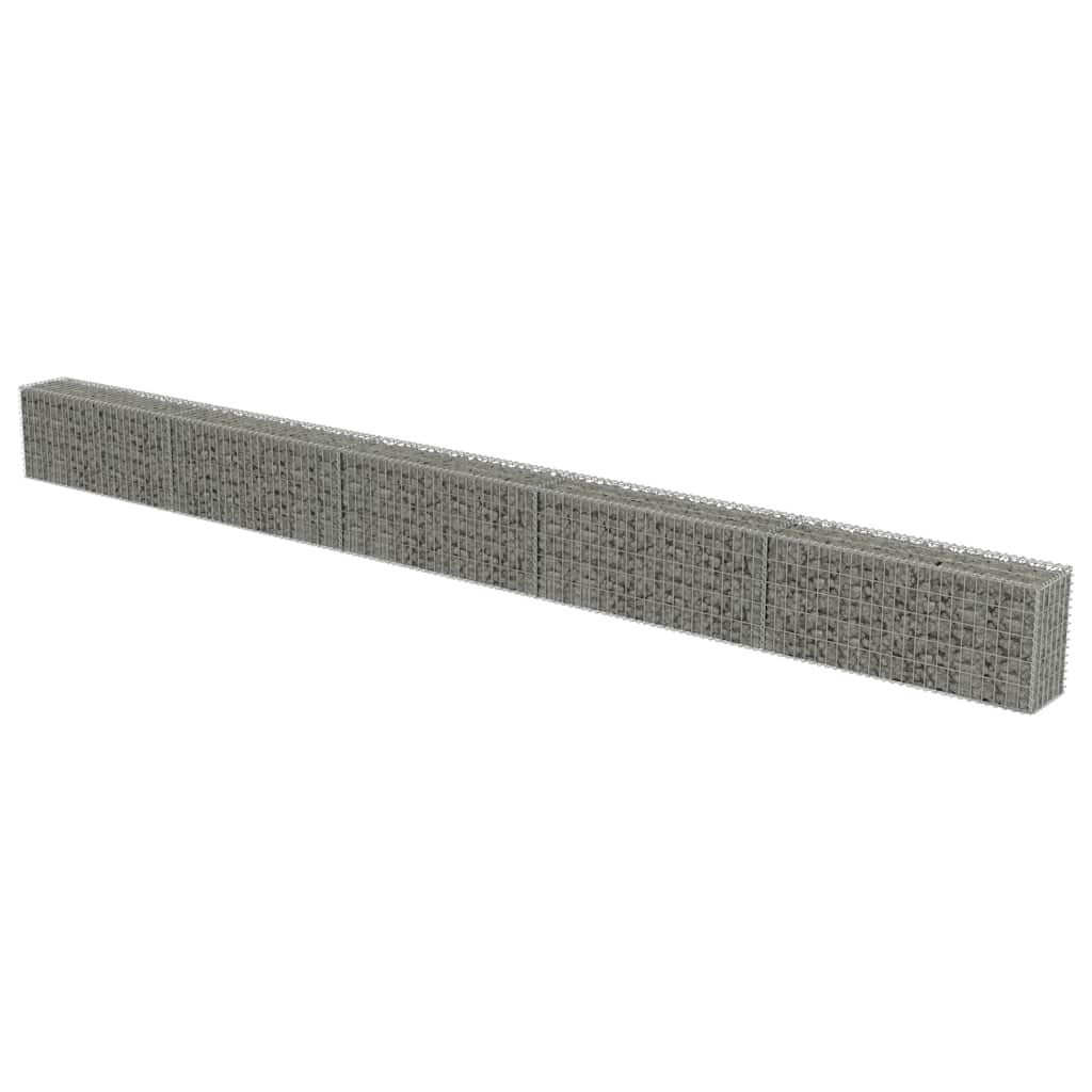 Gabionenwand mit Abdeckung Verzinkter Stahl 20×20×100 cm