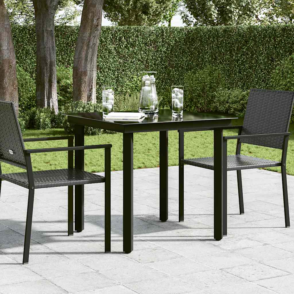 Garten-Esstisch Schwarz 160x80x74 cm Stahl und Hartglas