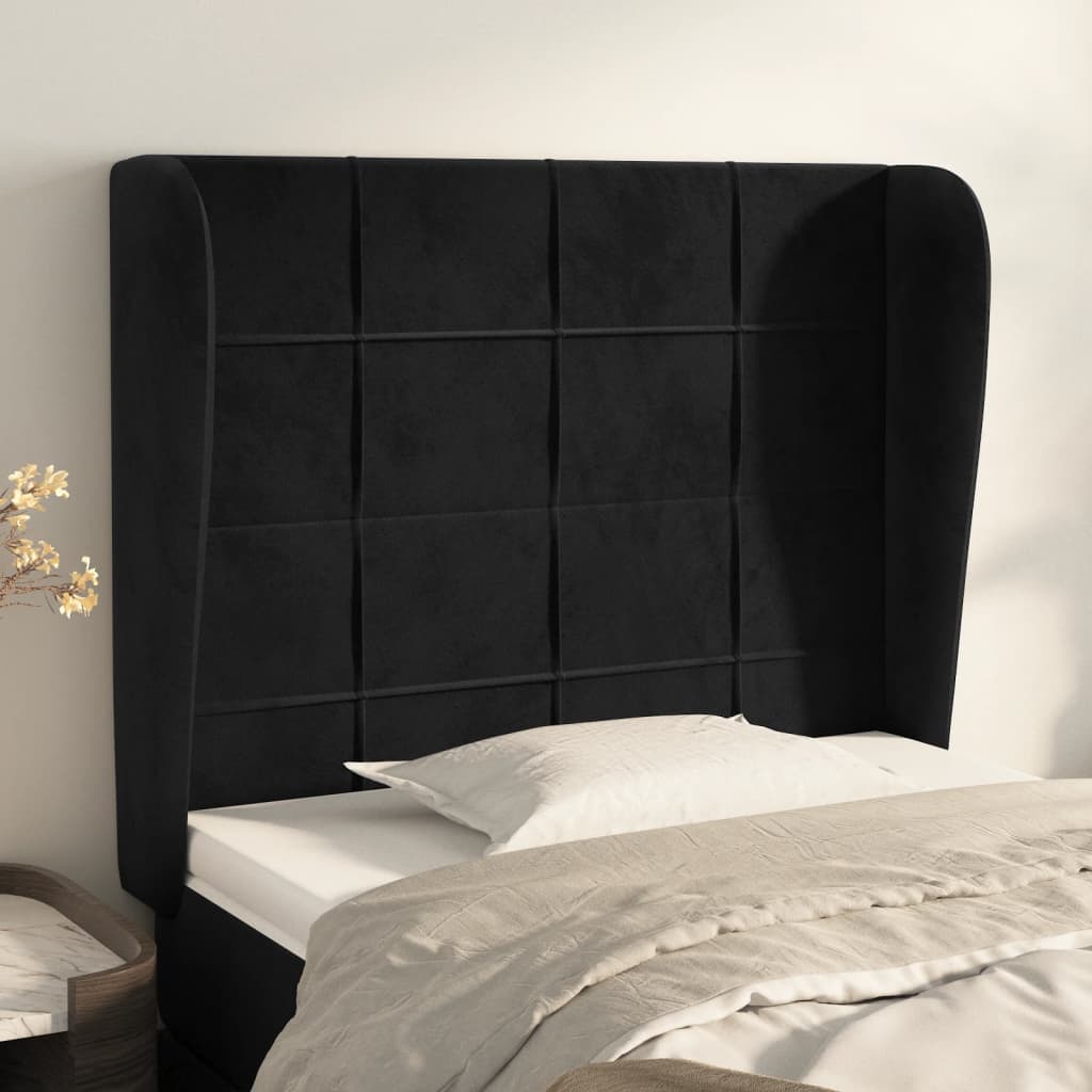 Kopfteil mit Ohren Dunkelblau 93x23x78/88 cm Samt