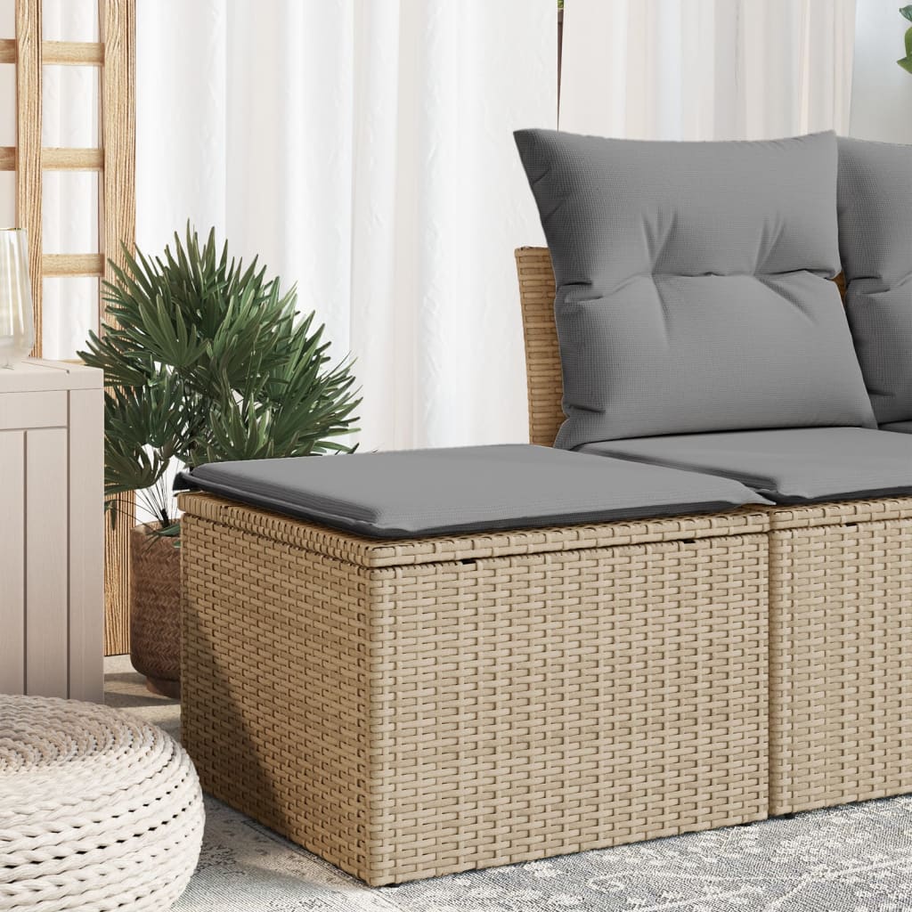 Gartenhocker mit Kissen Schwarz 55x55x37 cm Poly Rattan