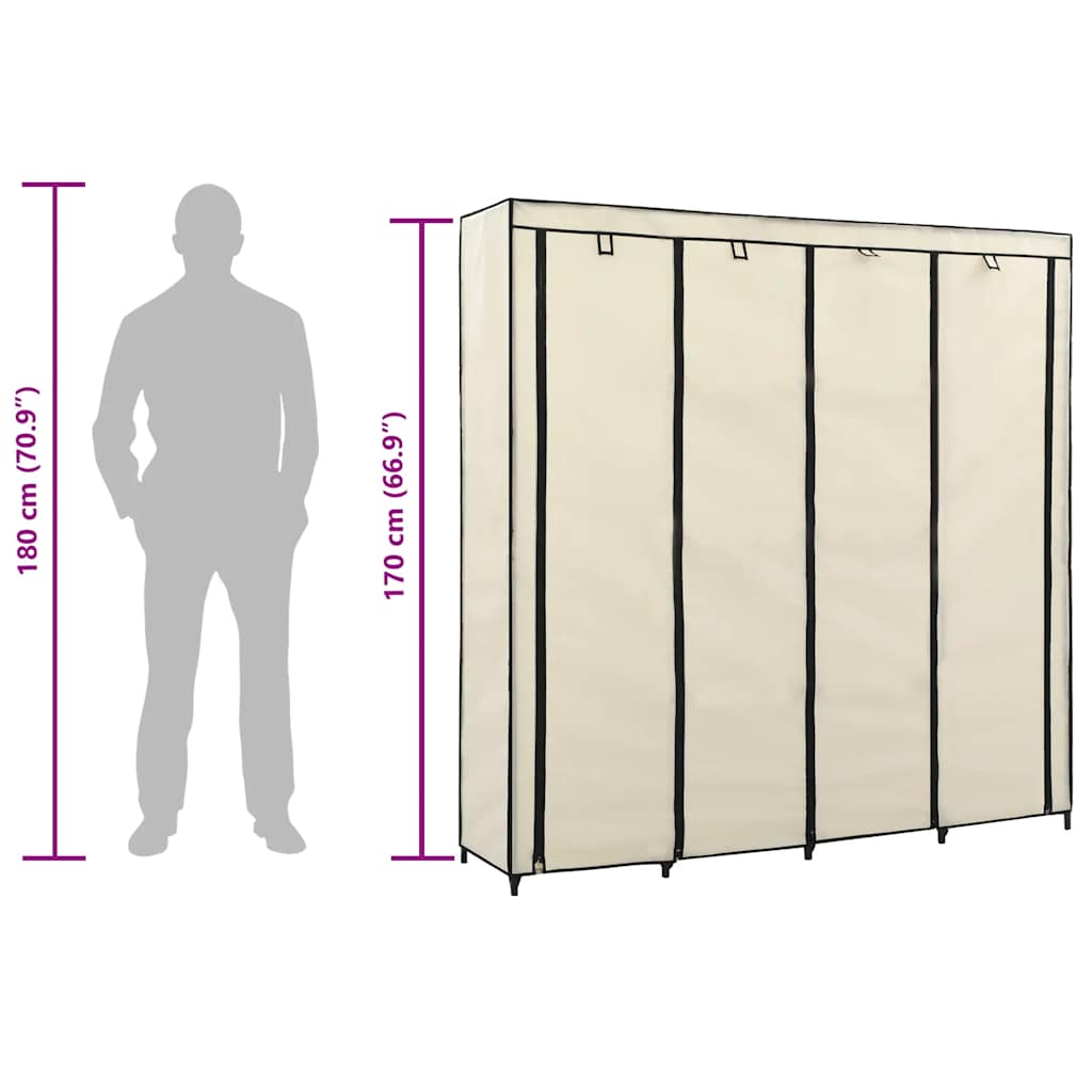 Kleiderschrank mit 4 Fächern Schwarz 175 x 45 x 170 cm