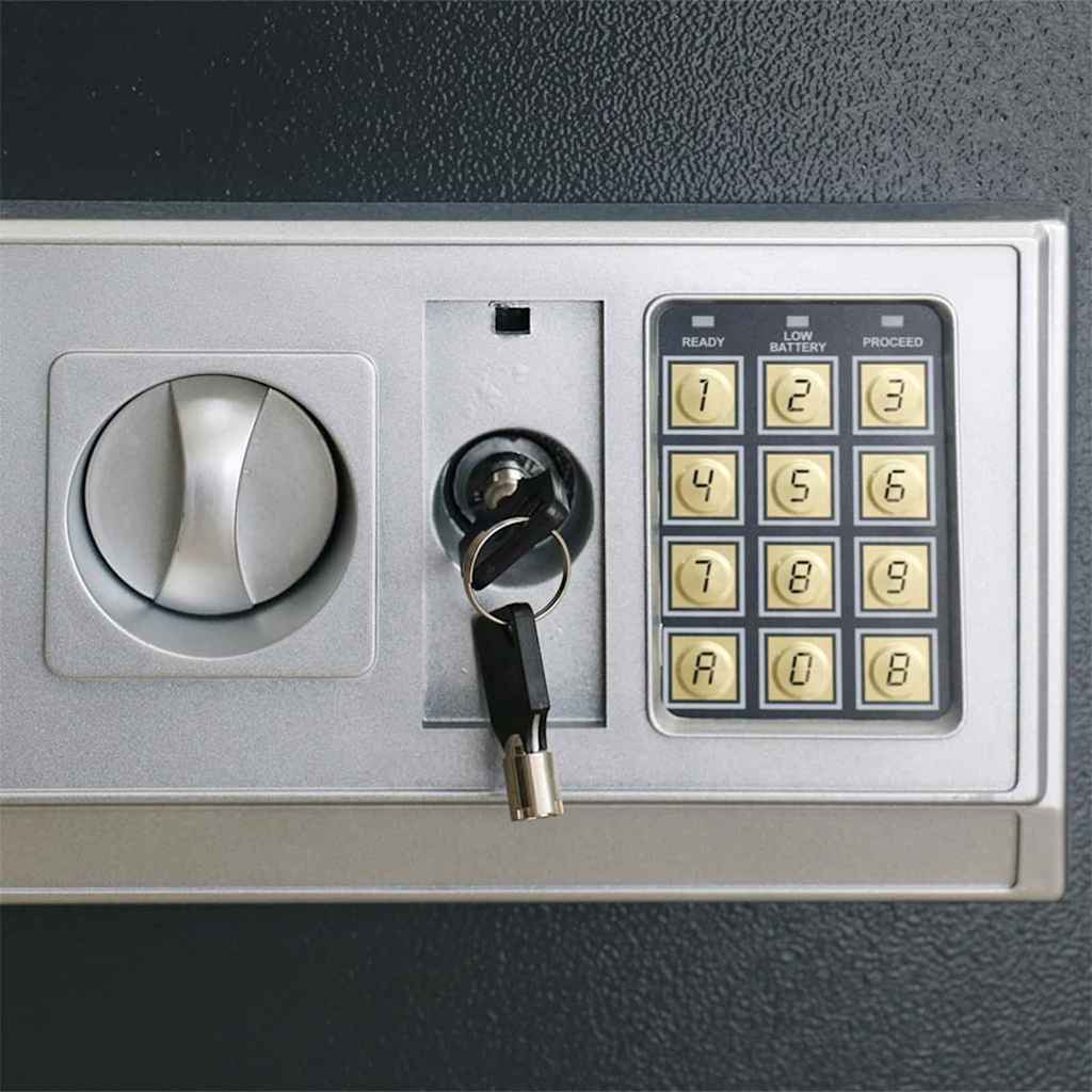 Digitaler Safe mit Schloss Dunkelgrau 23 x 17 x 17 cm Stahl