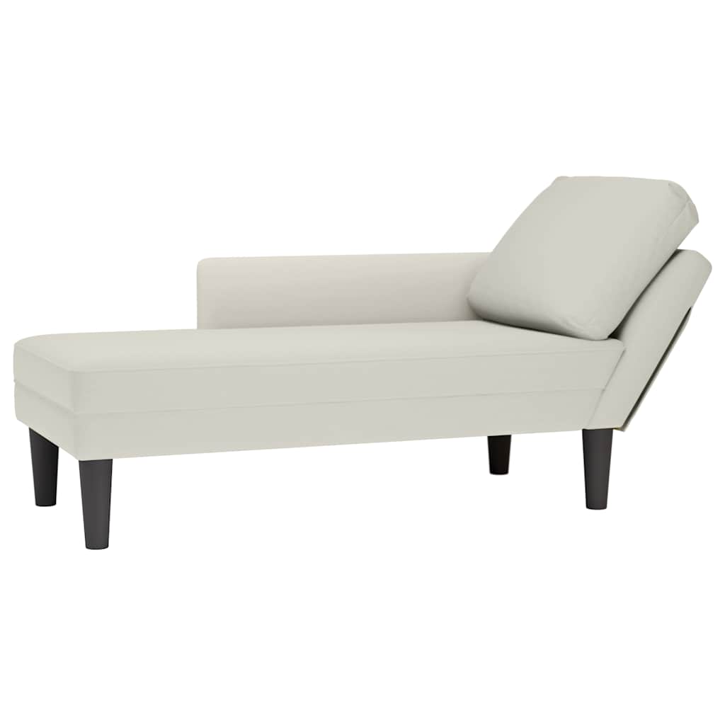 Chaiselongue mit Kissen und Rechter Armlehne Blau Samt