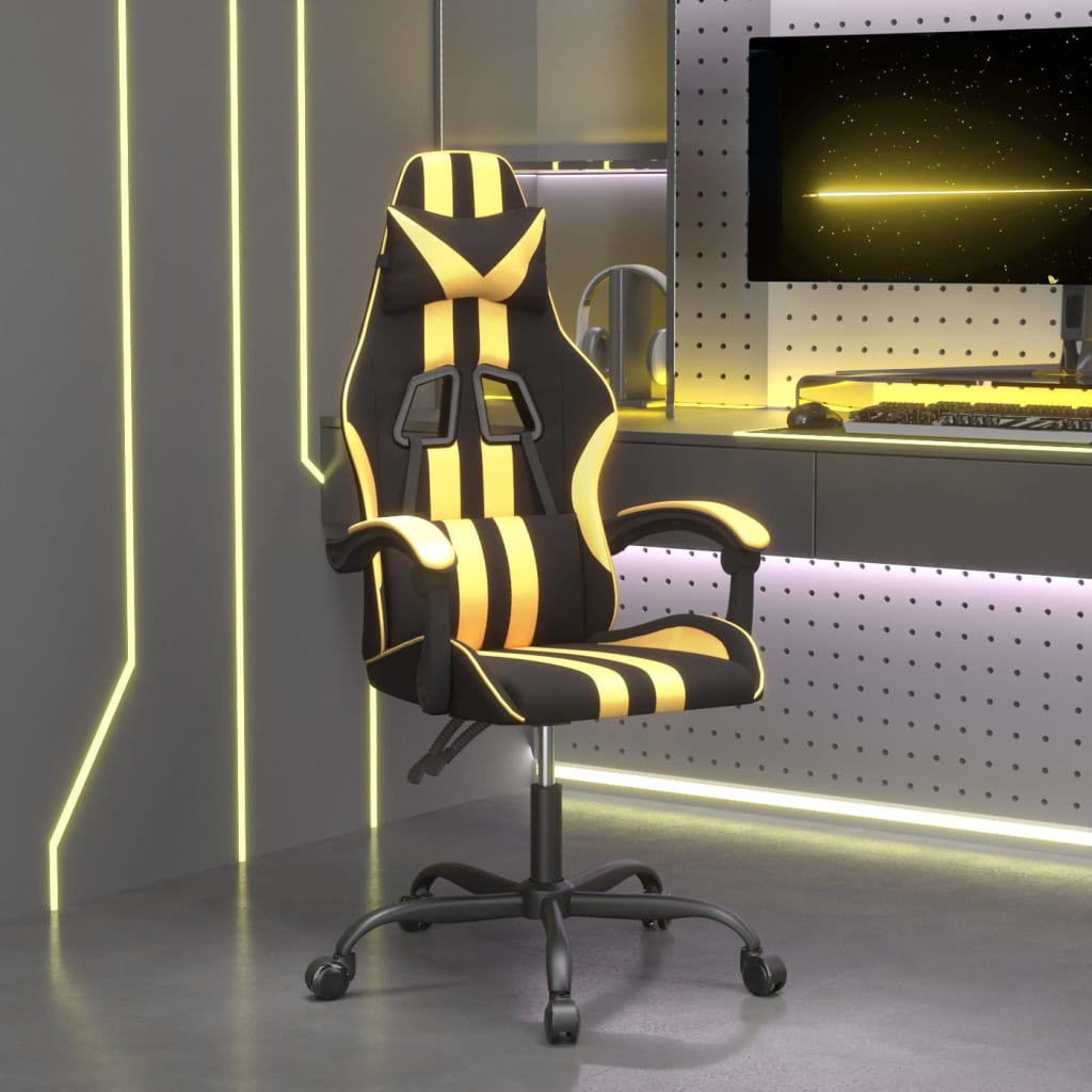 Gaming-Stuhl Drehbar Schwarz und Blau Kunstleder
