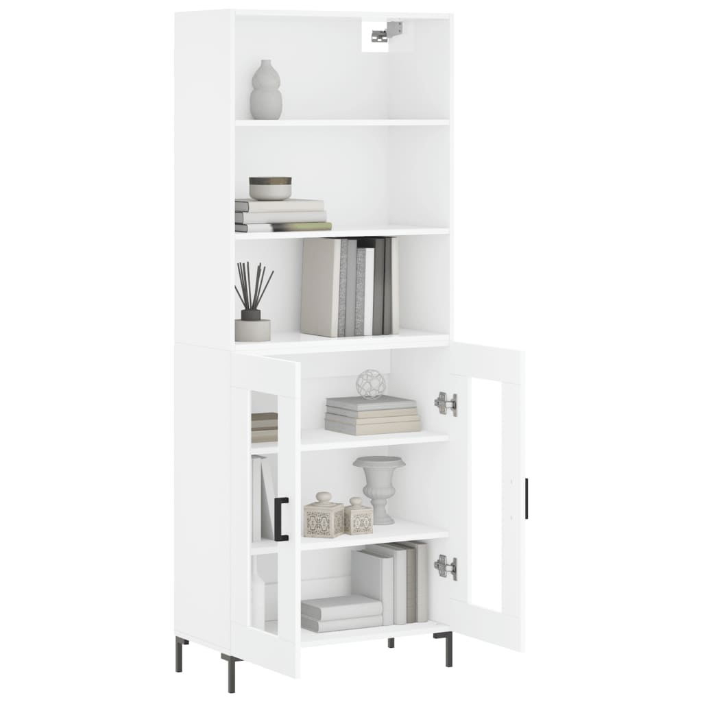 Highboard Hochglanz-Weiß 69,5x34x180 cm Holzwerkstoff