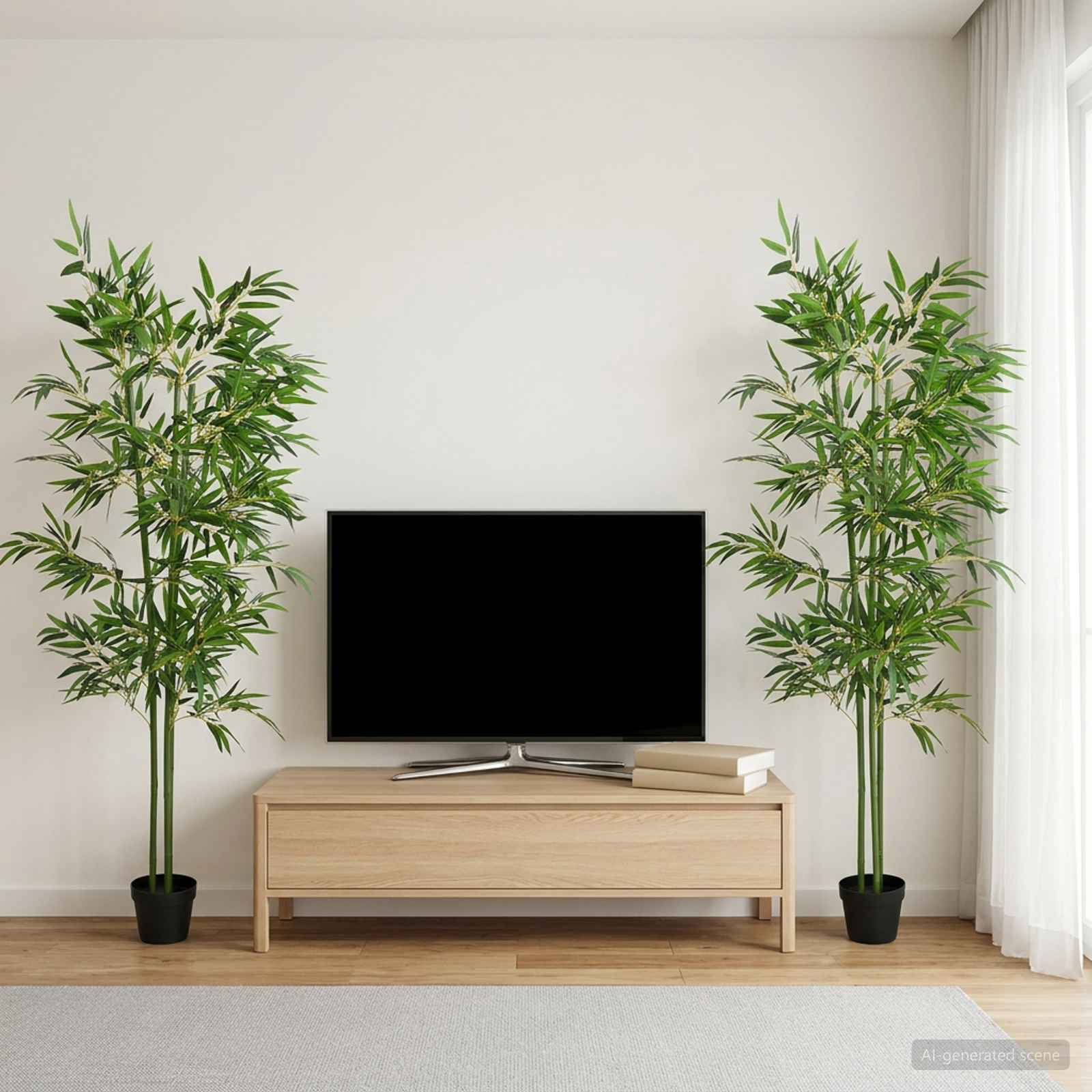 Kunstbambusbaum 4 pcs Grün 60 x 18 x 190 cm Stoff und Bambus