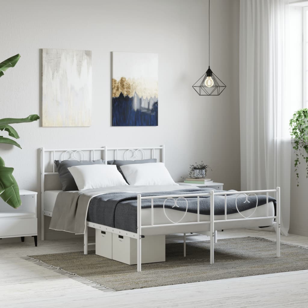 Bettgestell mit Kopfteil Metall Schwarz 100x190 cm