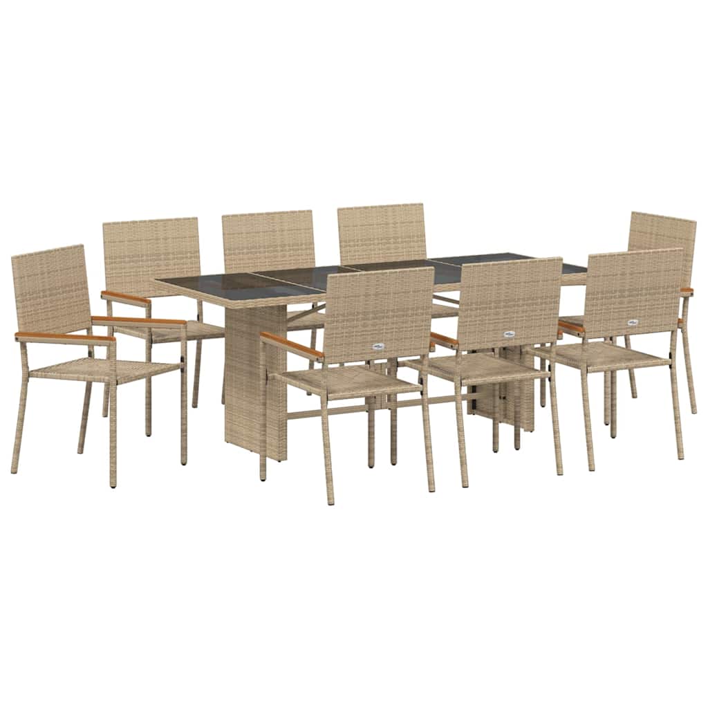 Garten Essgruppe 7 pcs Schwarz Poly-Rattan